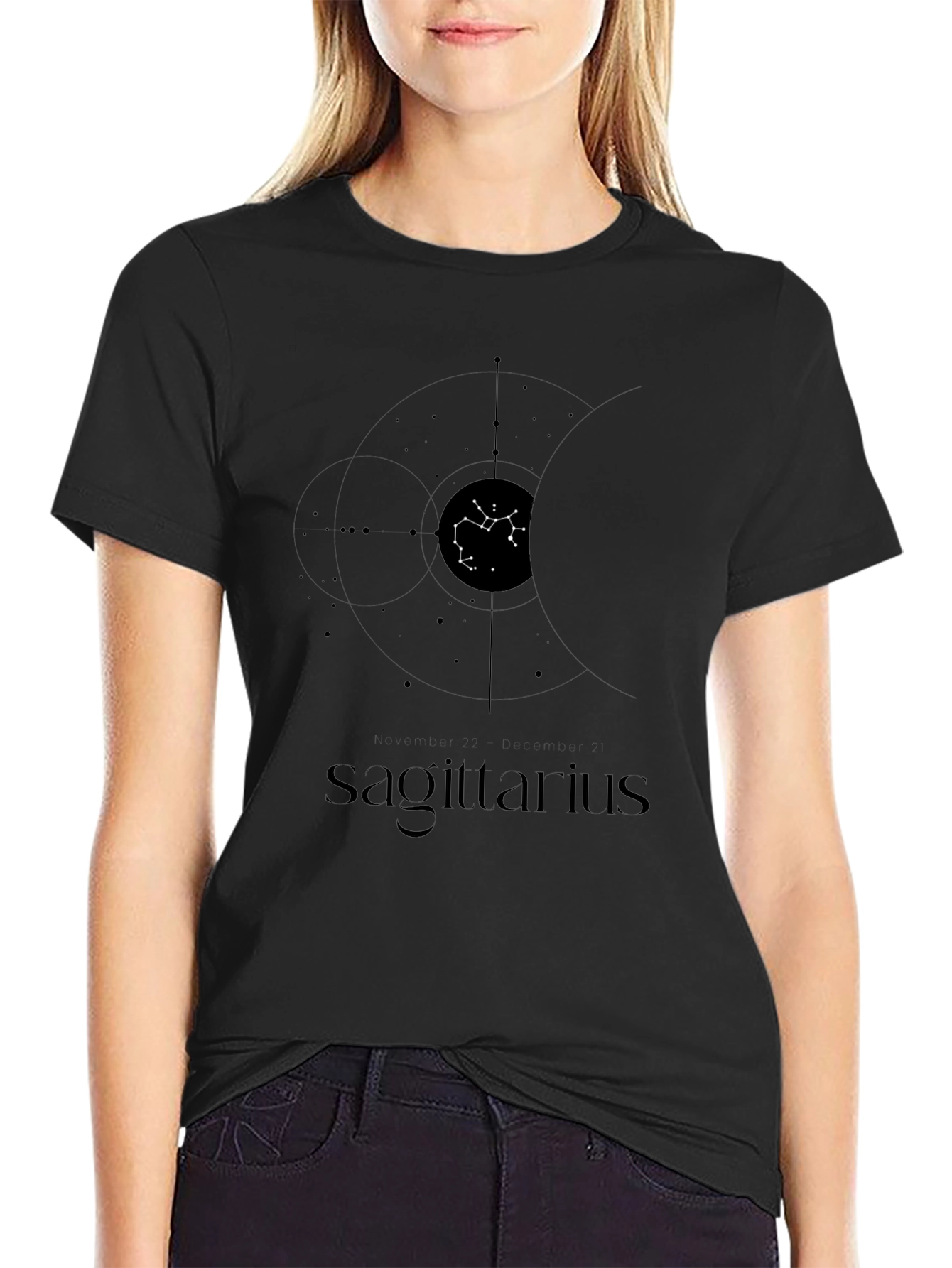 Sagittarius Zodiac Black T-Shirt