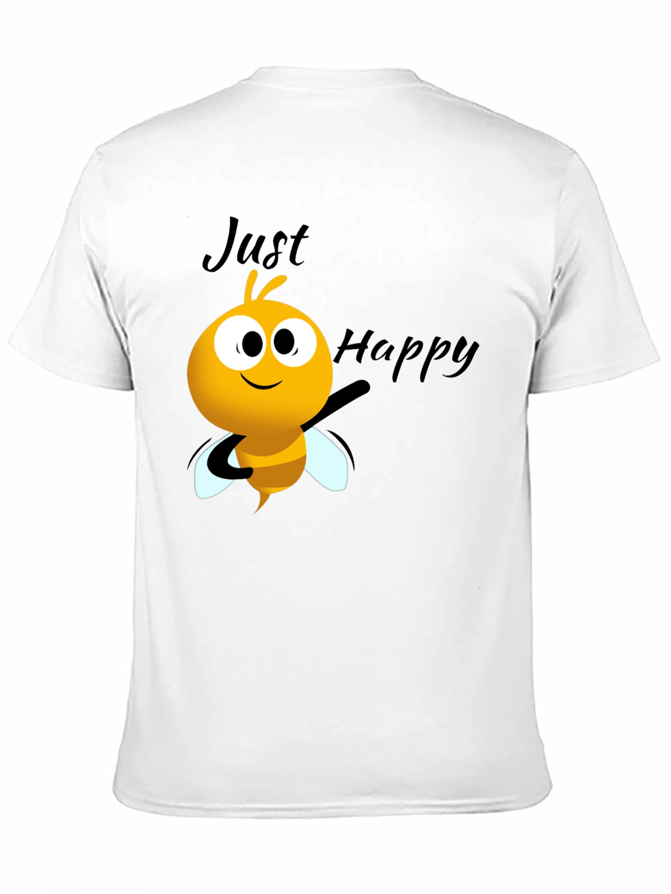 Just Happy Bee Graphic Tee - Black Crew Neck