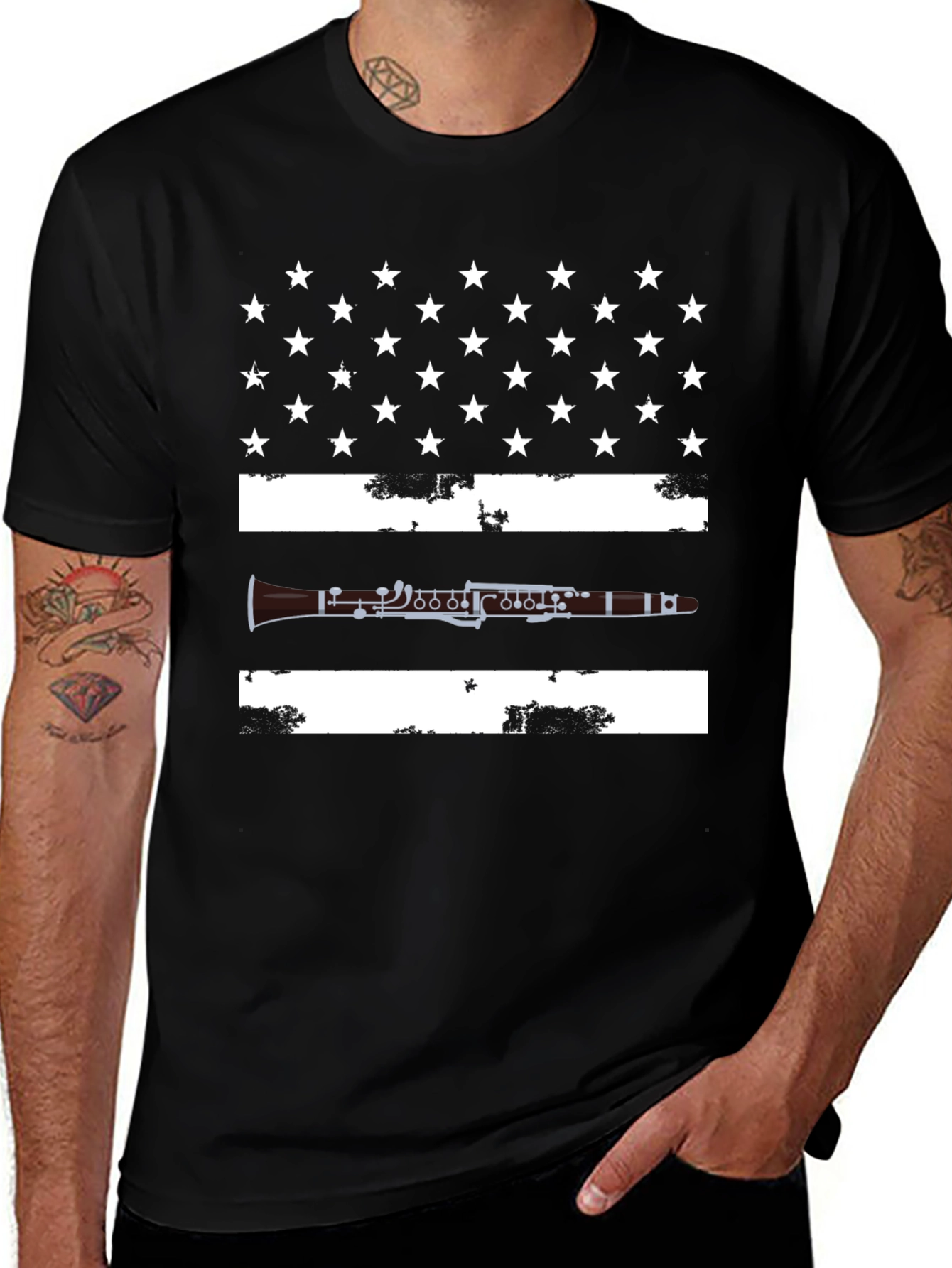Clarinet American Flag T-Shirt - Patriotic Musician Tee