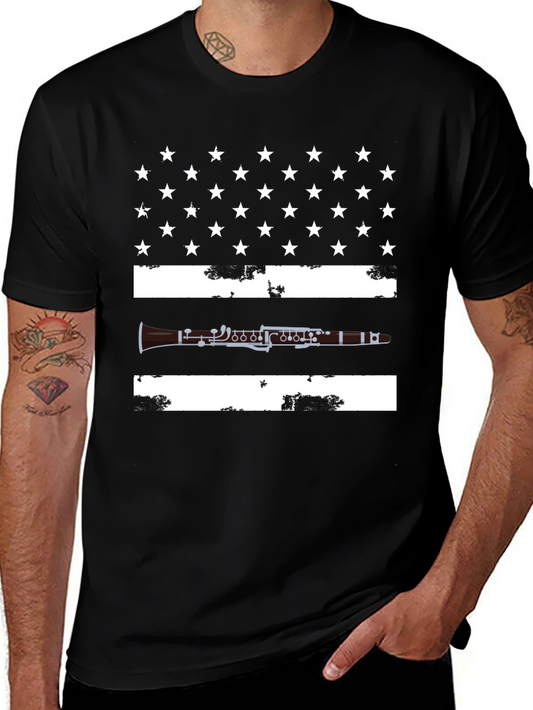 Clarinet American Flag T-Shirt - Patriotic Musician Tee