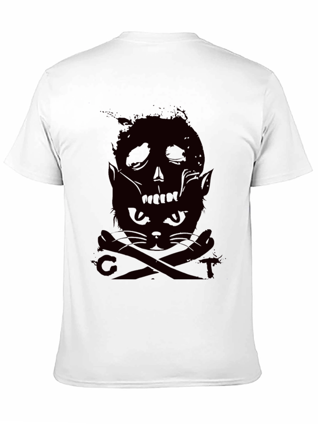 Skull Cat Graphic Tee - Dark Humor Style