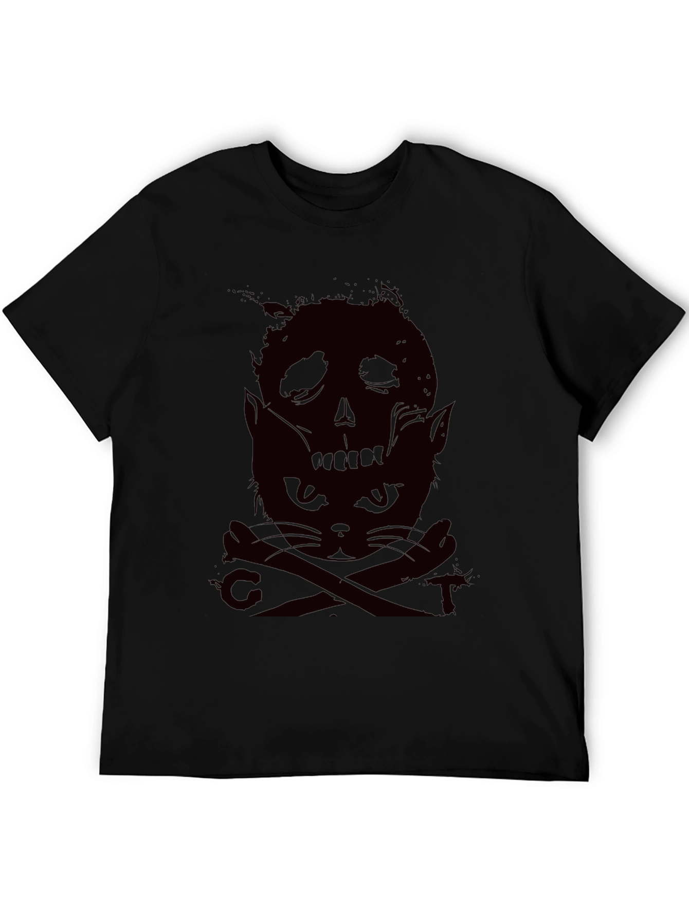 Skull Cat Graphic Tee - Dark Humor Style
