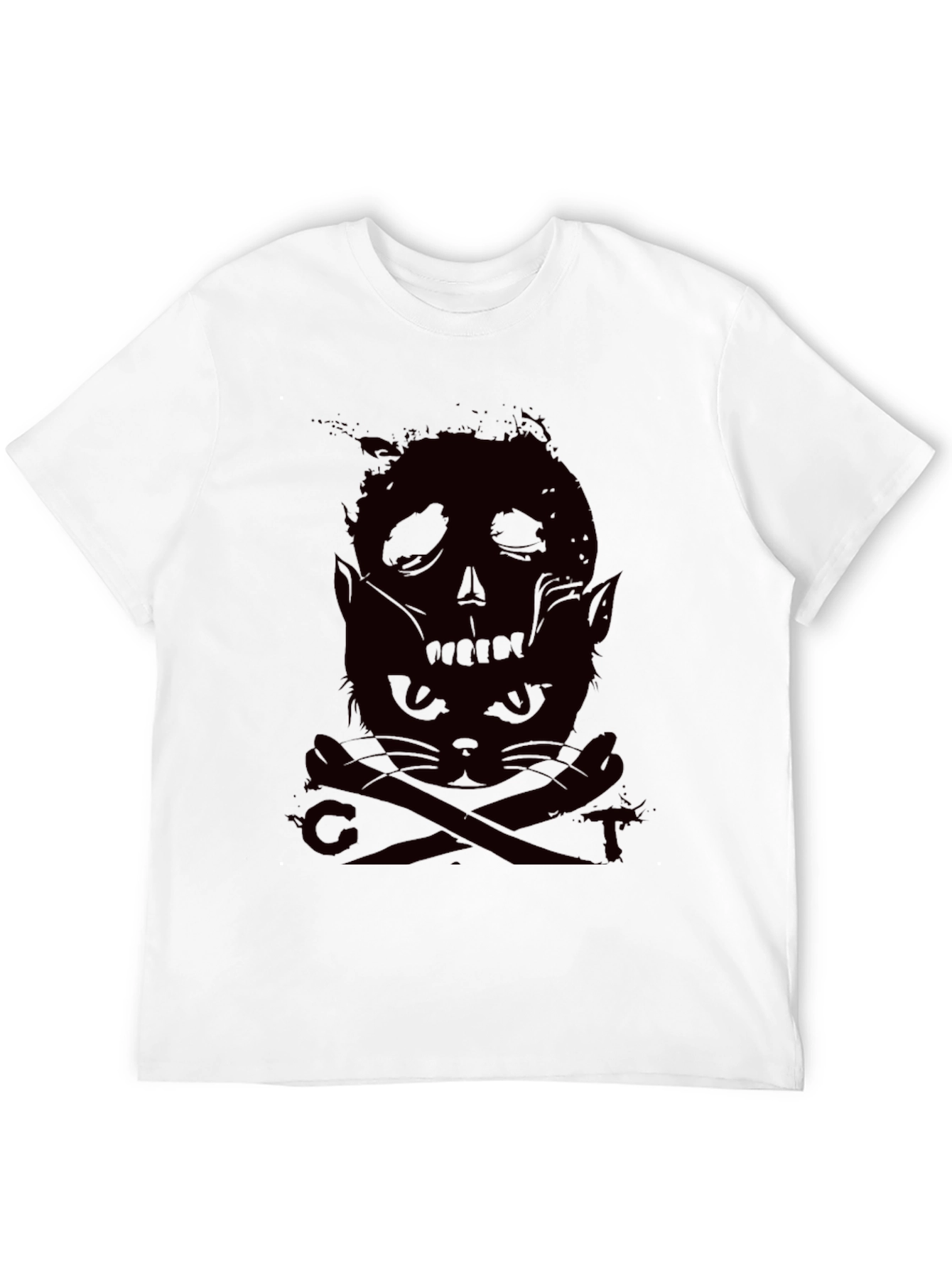 Skull Cat Graphic Tee - Dark Humor Style