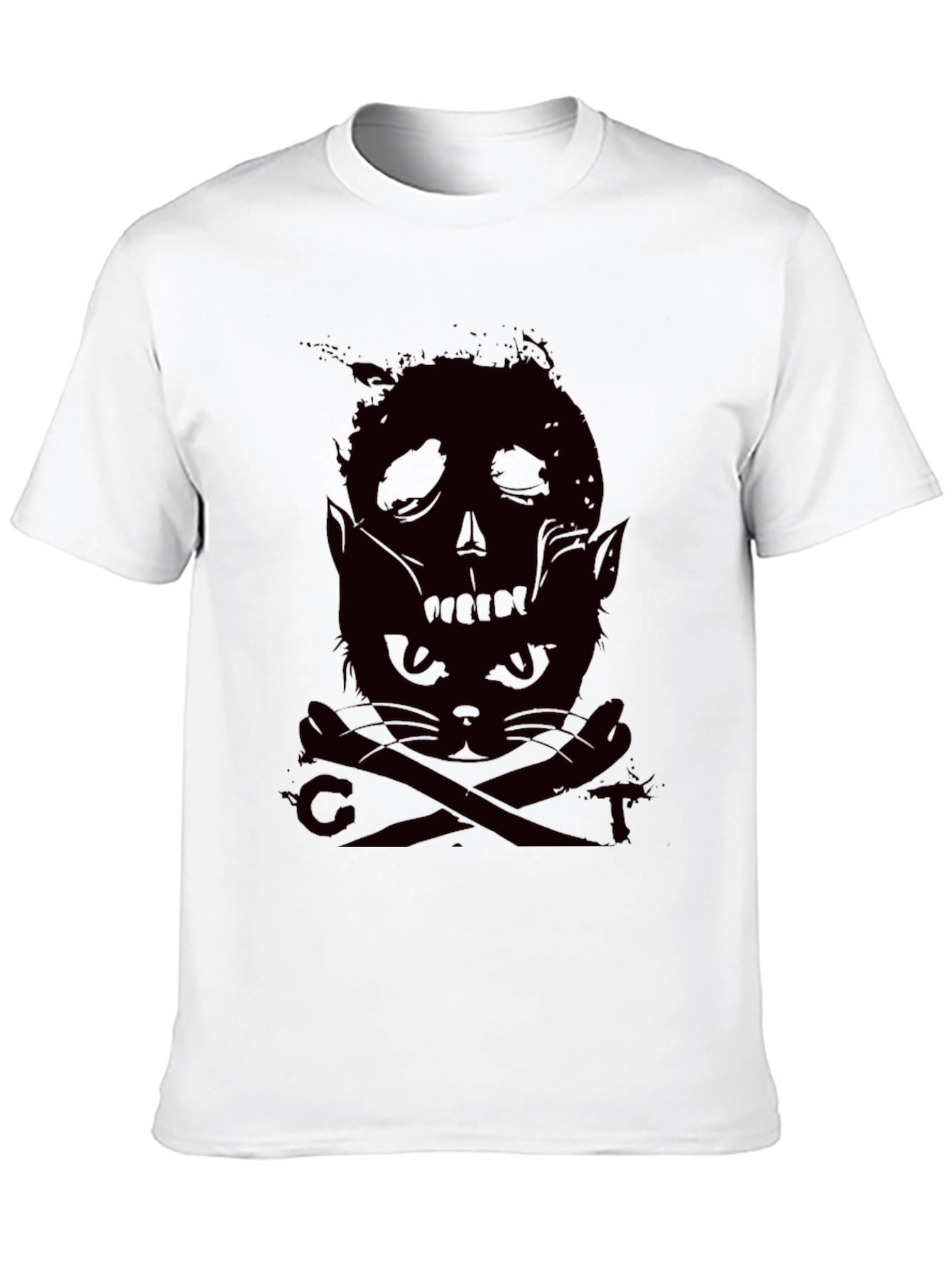 Skull Cat Graphic Tee - Dark Humor Style