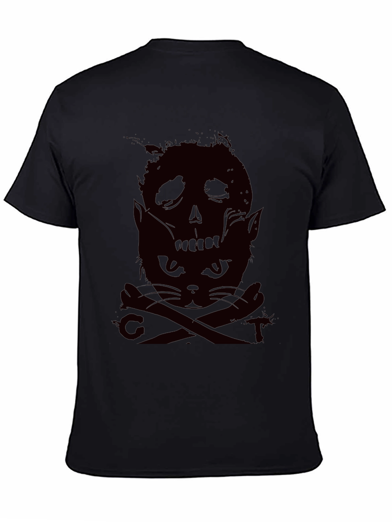 Skull Cat Graphic Tee - Dark Humor Style
