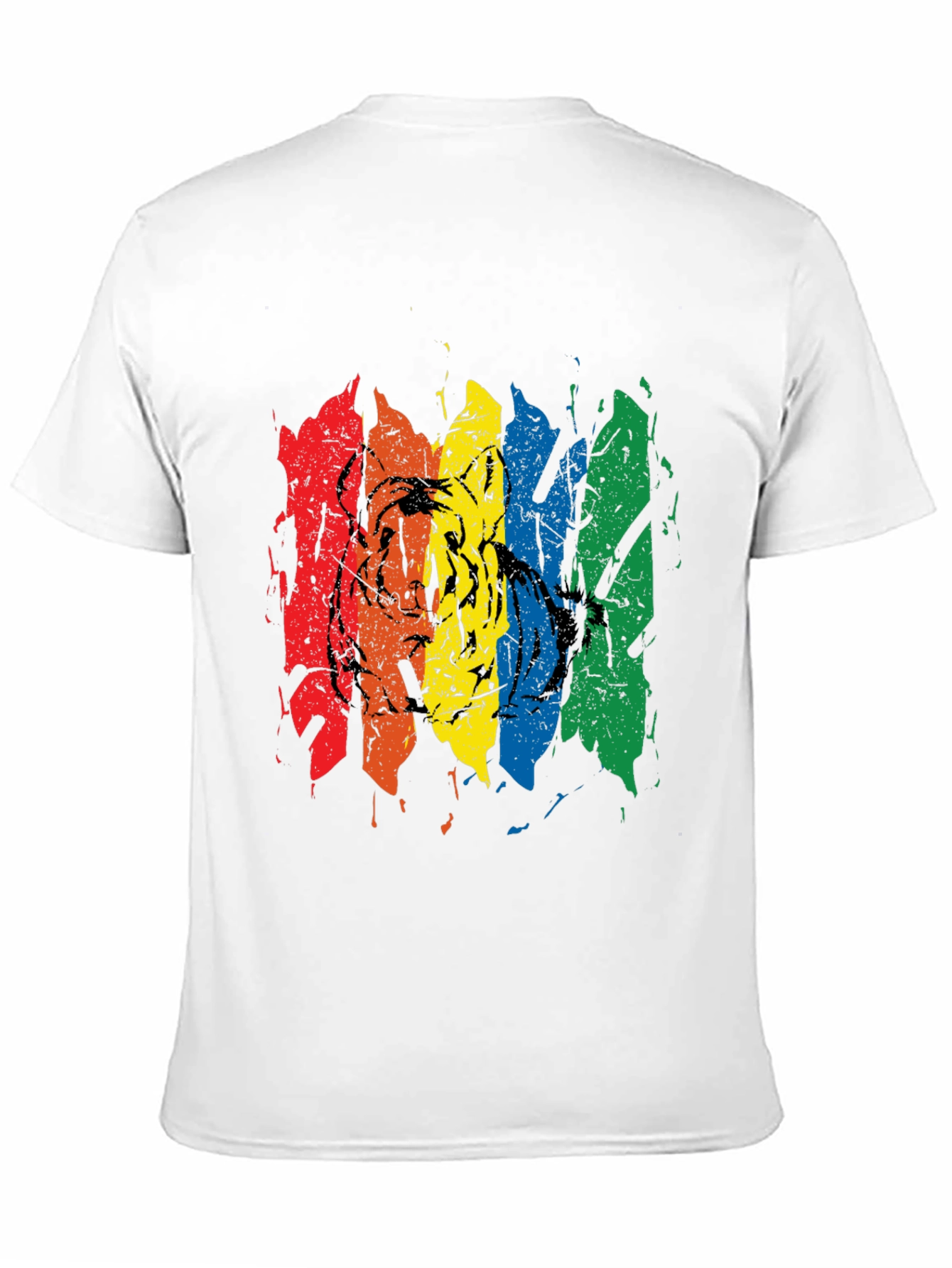 Rainbow Tiger Graphic Tee - Black Cotton T-Shirt