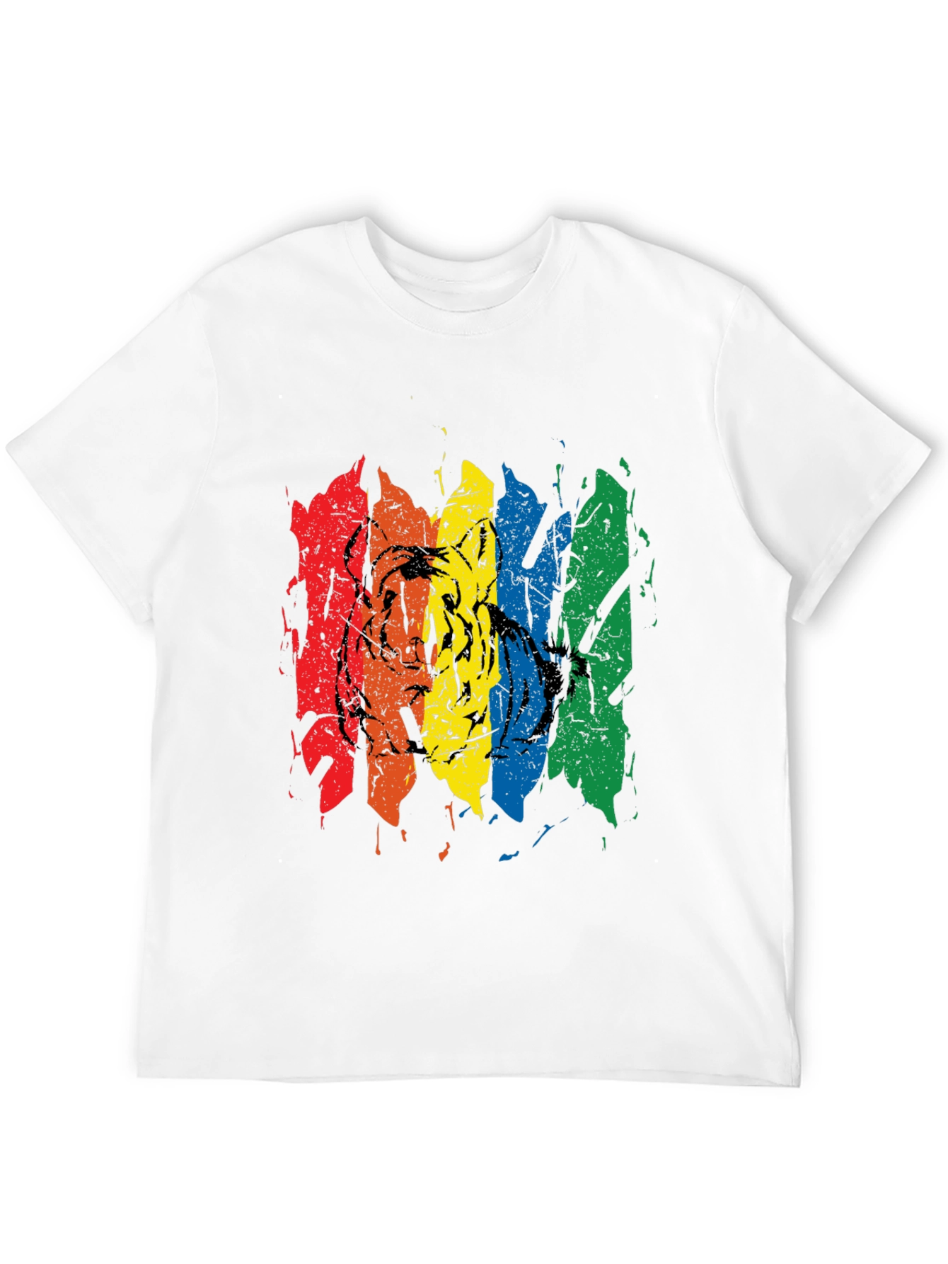 Rainbow Tiger Graphic Tee - Black Cotton T-Shirt