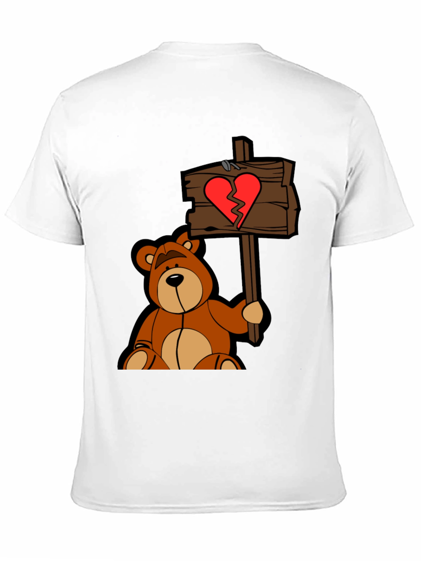 Broken Heart Teddy Bear Black T-Shirt