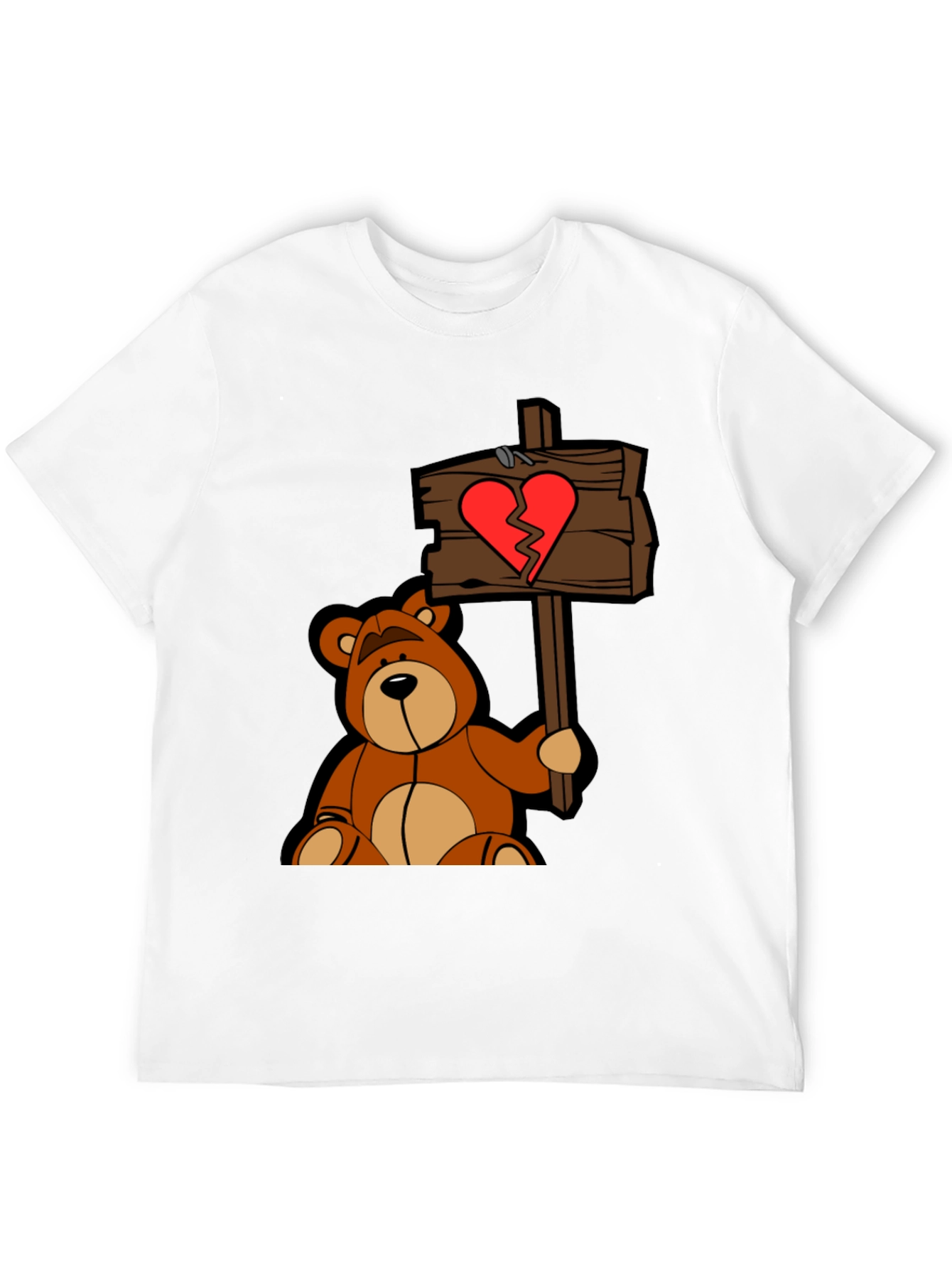 Broken Heart Teddy Bear Black T-Shirt
