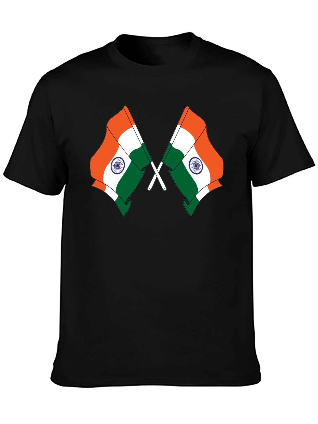 Indian Flag Graphic Tee - Black Cotton T-Shirt
