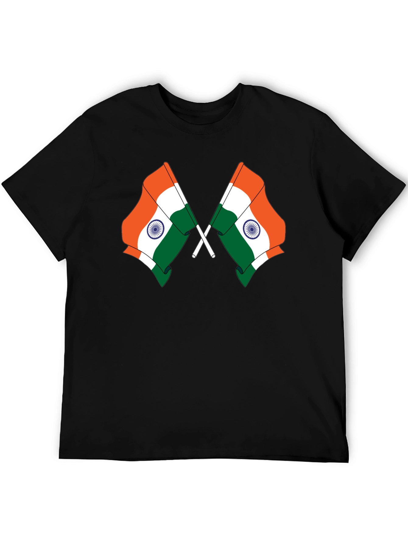 Indian Flag Graphic Tee - Black Cotton T-Shirt