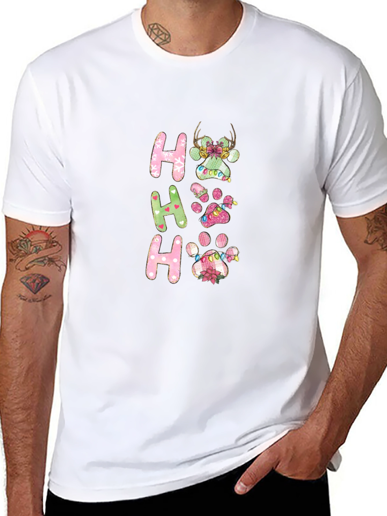 Festive Christmas Paw Print T-Shirt