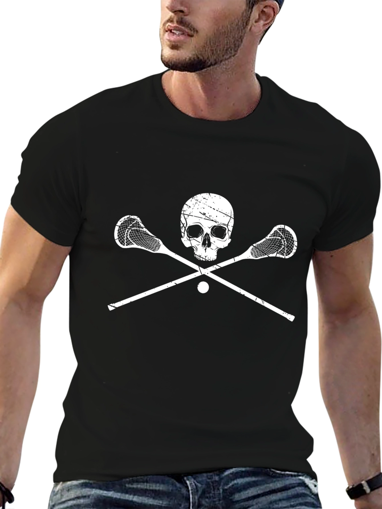 Lacrosse Skull Graphic T-Shirt
