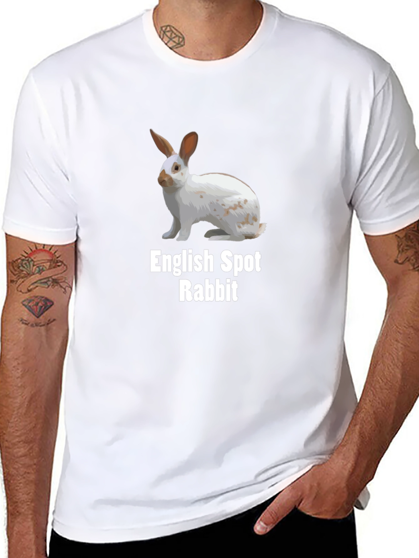 English Spot Rabbit T-Shirt - Unique Design