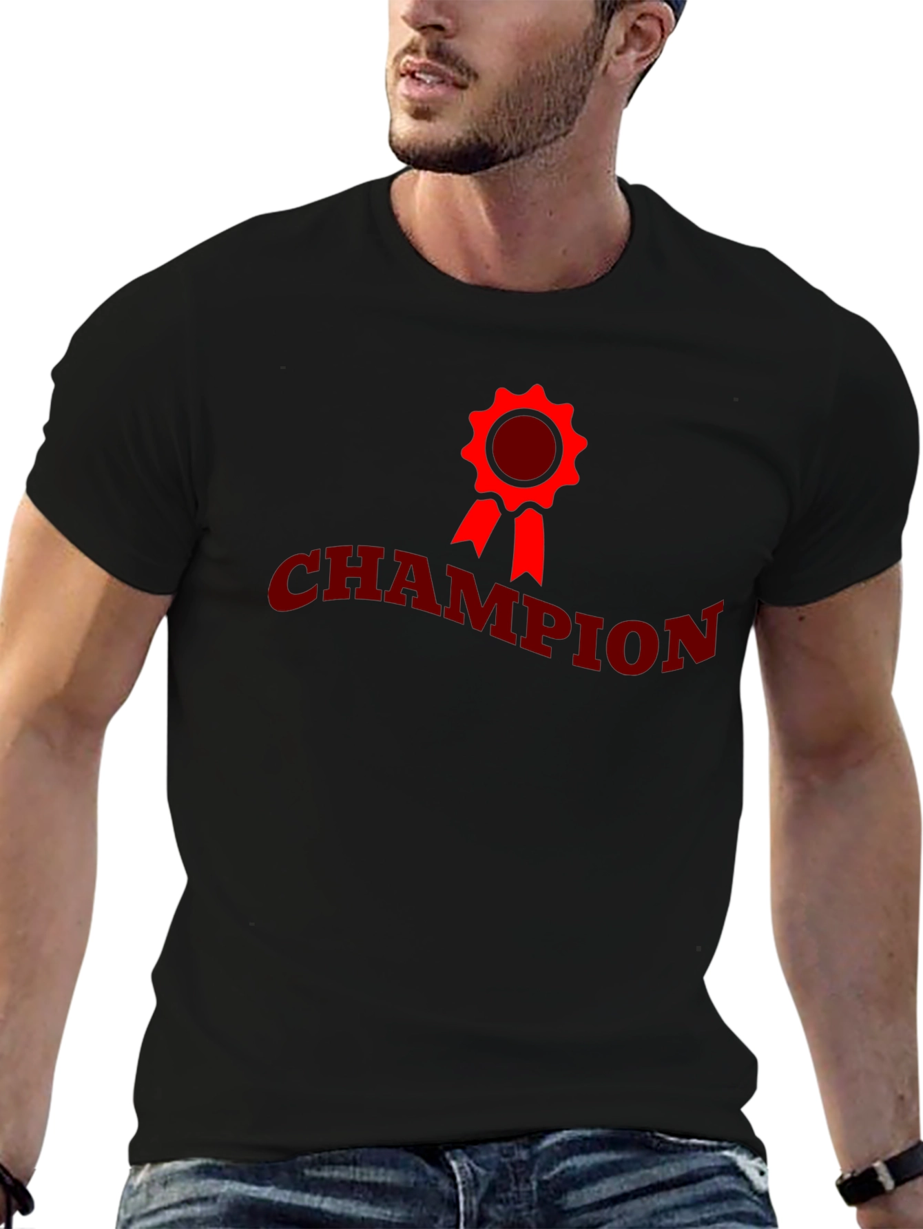 Champion Graphic Tee - Black Crew Neck