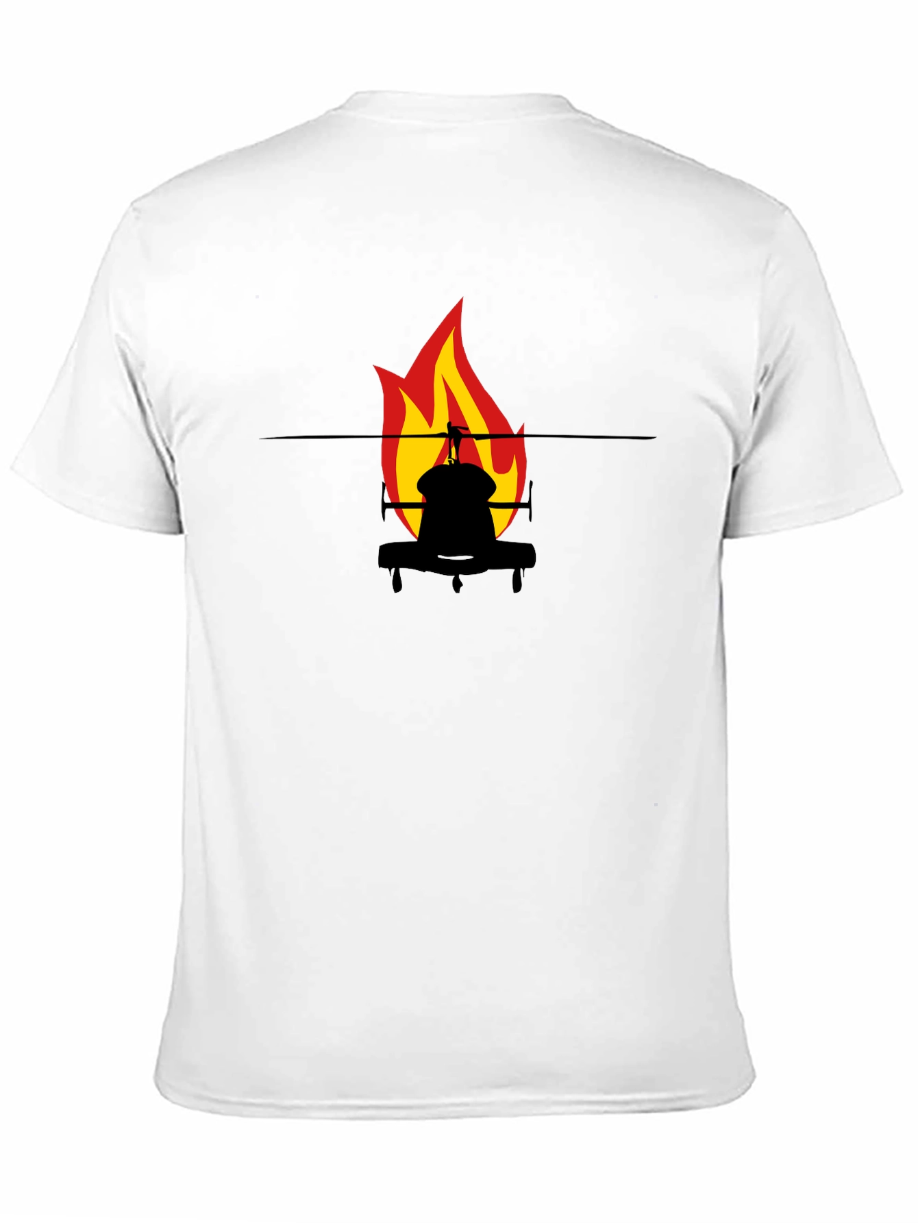 Fiery Helicopter Graphic Tee - Black Cotton