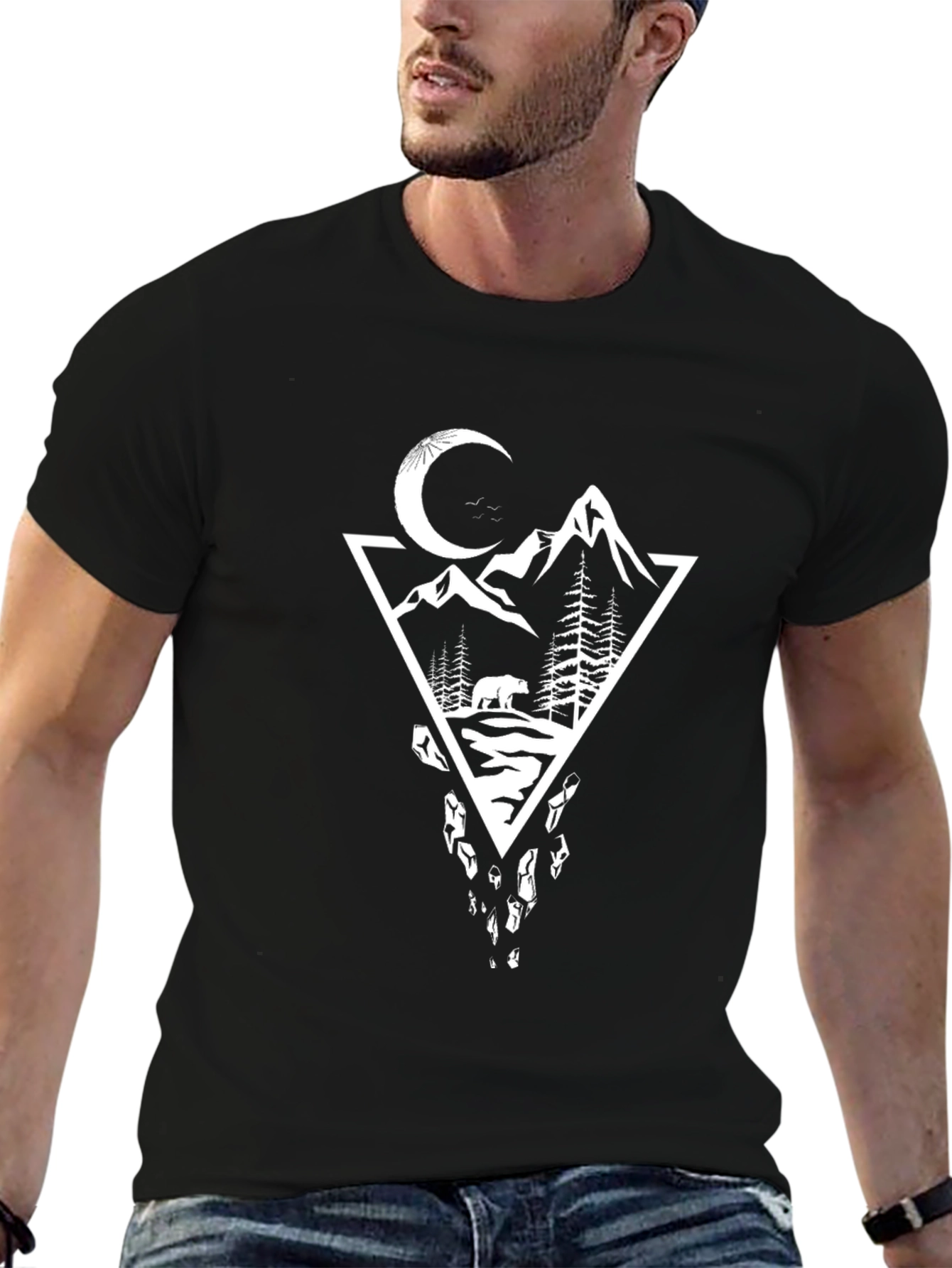 Mountain Bear Graphic Black T-Shirt
