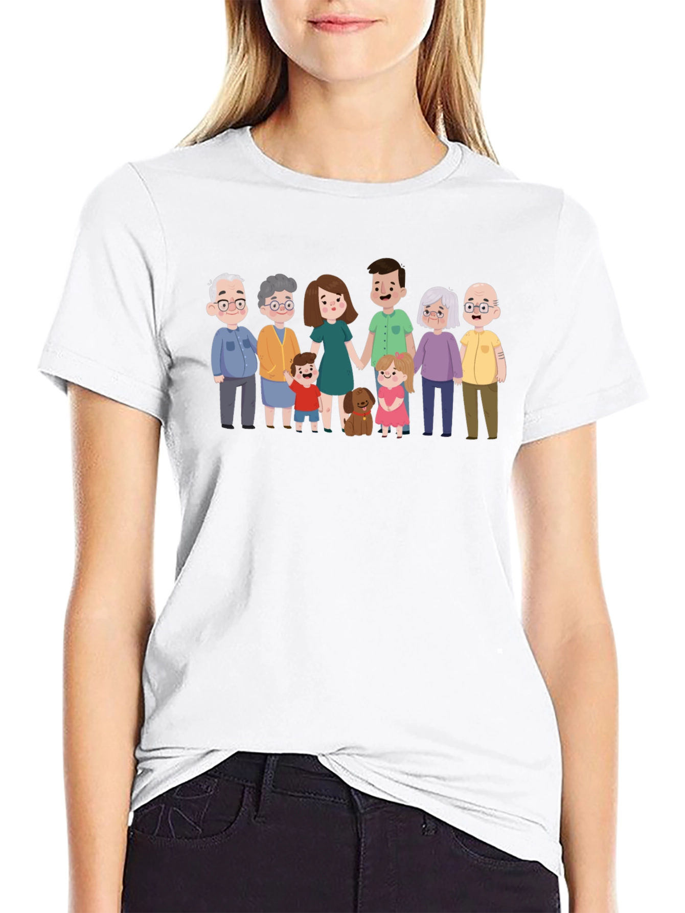 Family Portrait Graphic Tee - Black Cotton Blend
