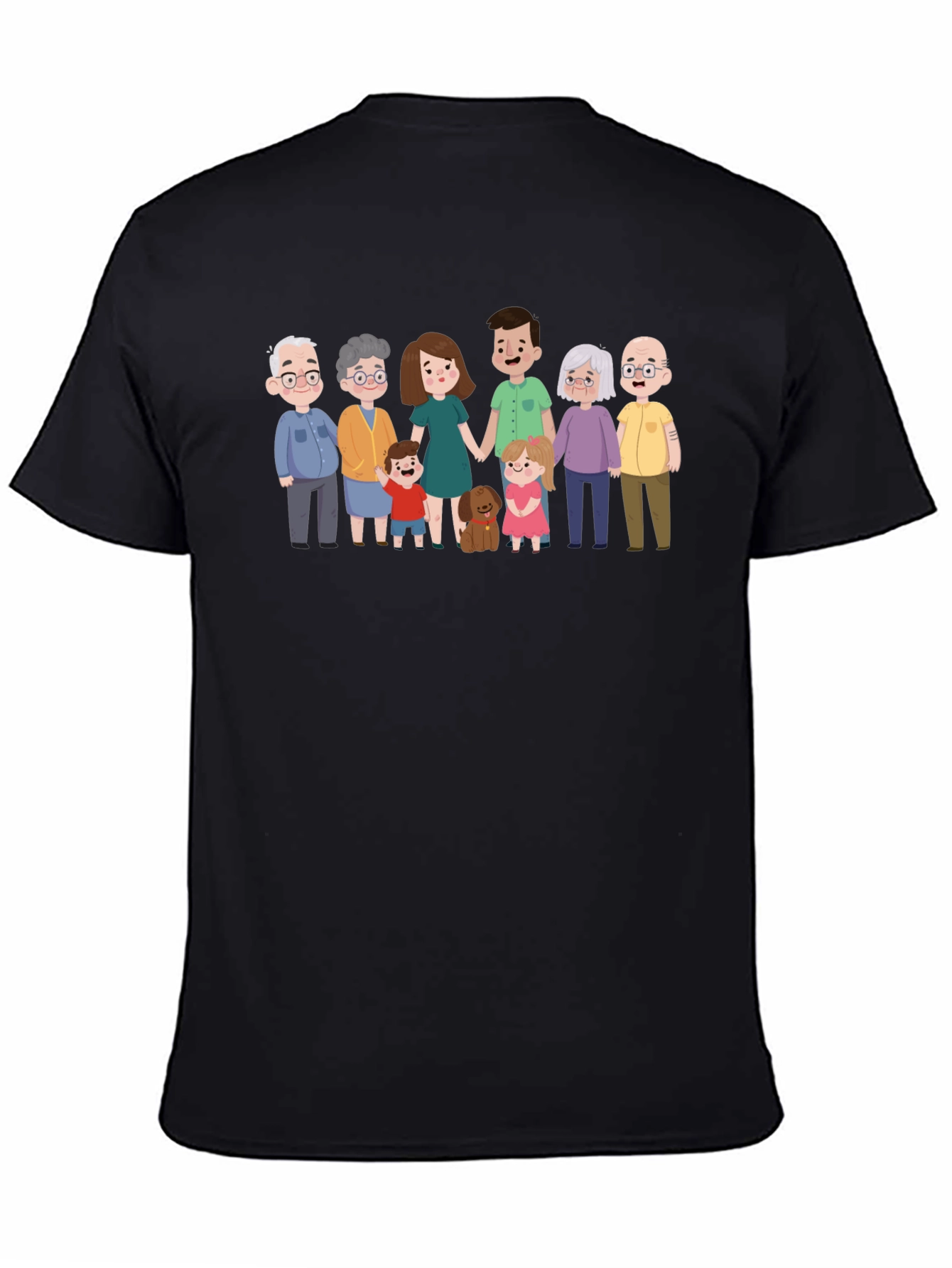 Family Portrait Graphic Tee - Black Cotton Blend