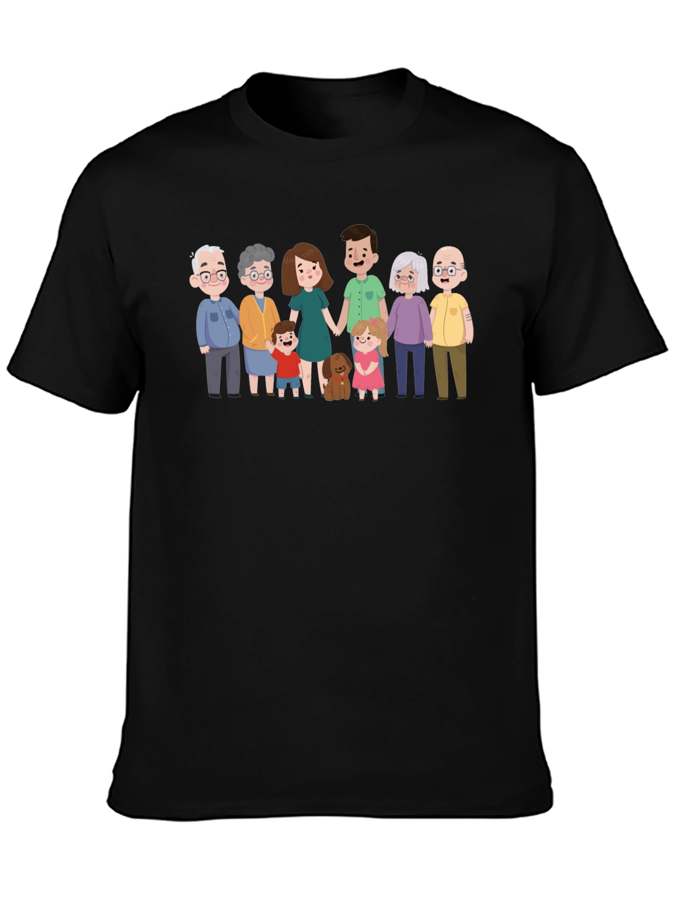 Family Portrait Graphic Tee - Black Cotton Blend