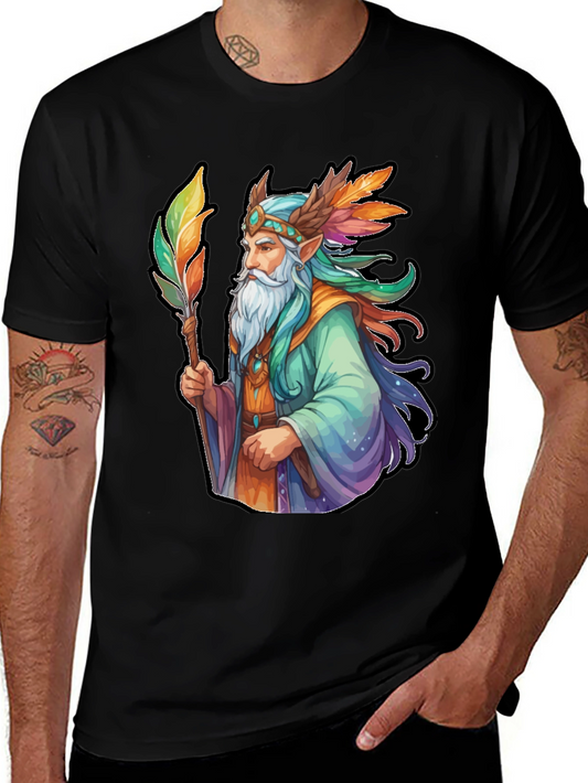 Wizard Graphic Tee - Colorful Fantasy Design