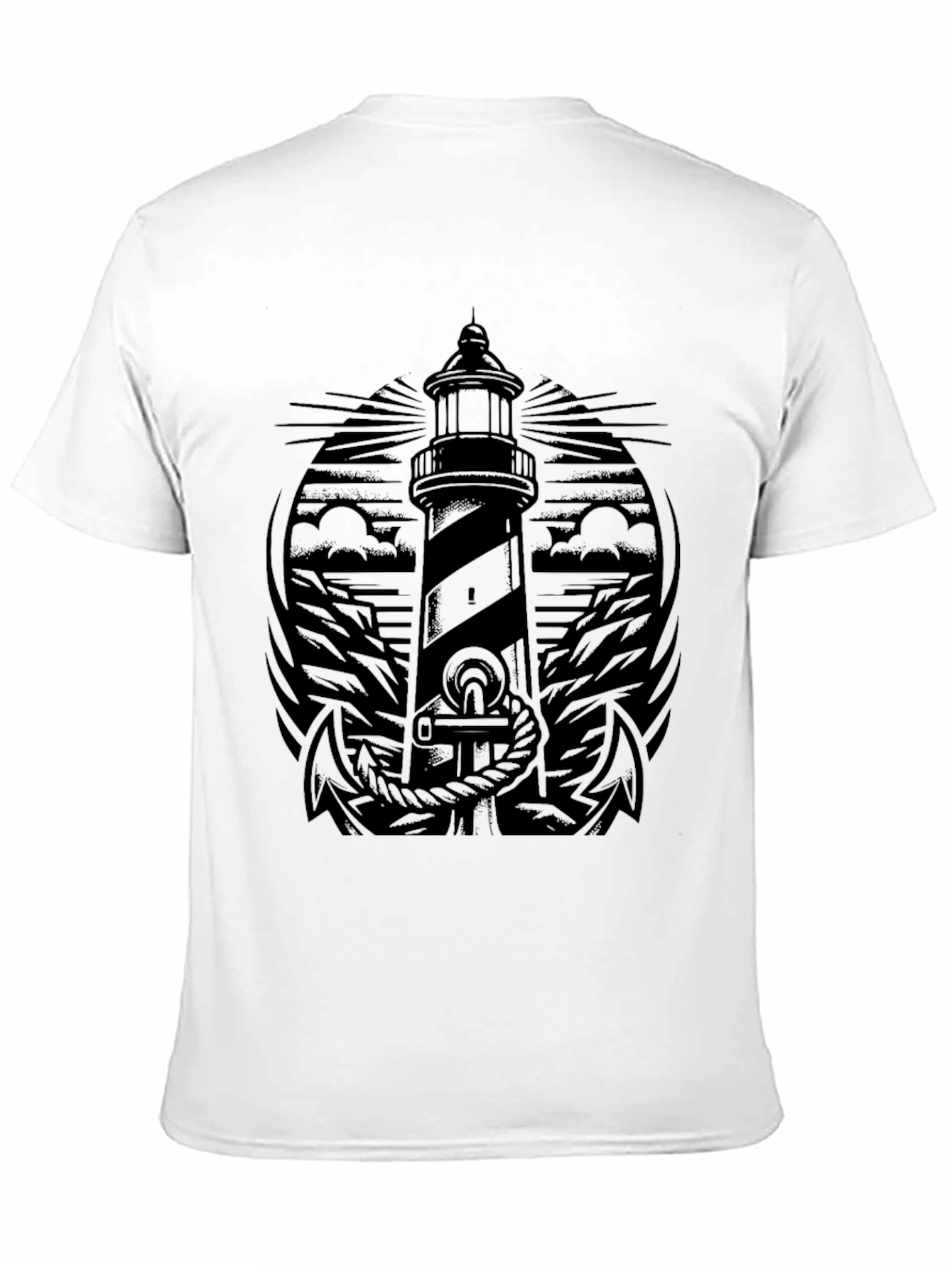 Nautical Lighthouse Anchor Graphic T-Shirt