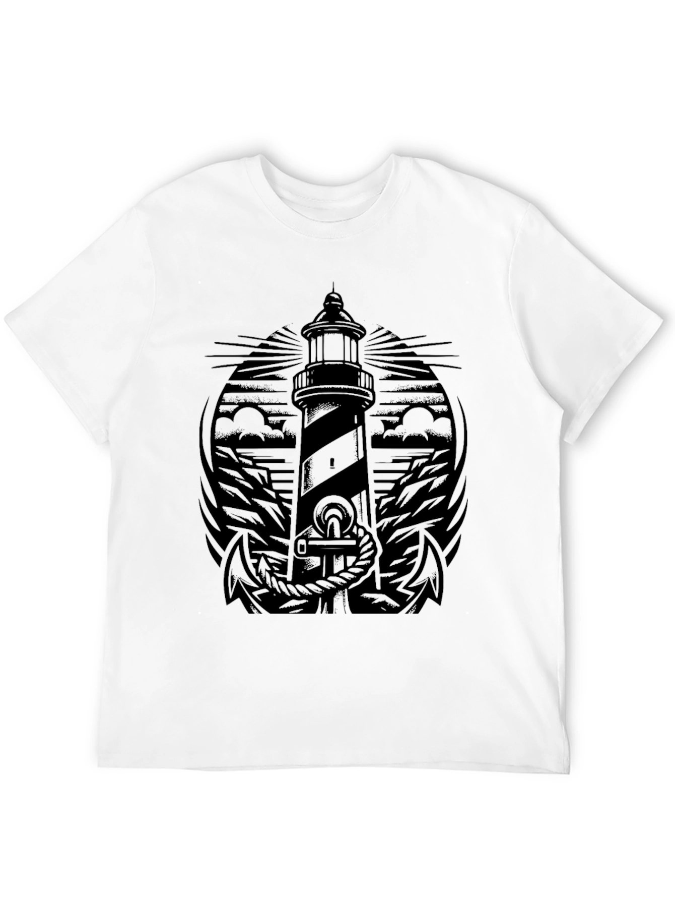 Nautical Lighthouse Anchor Graphic T-Shirt