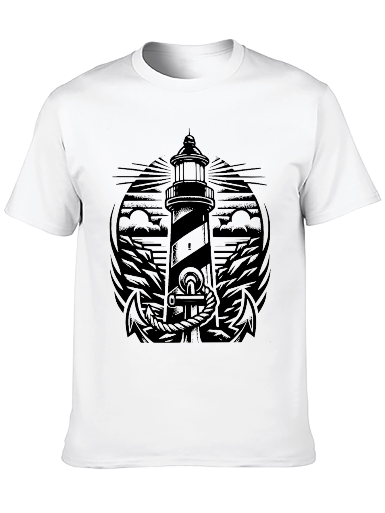 Nautical Lighthouse Anchor Graphic T-Shirt