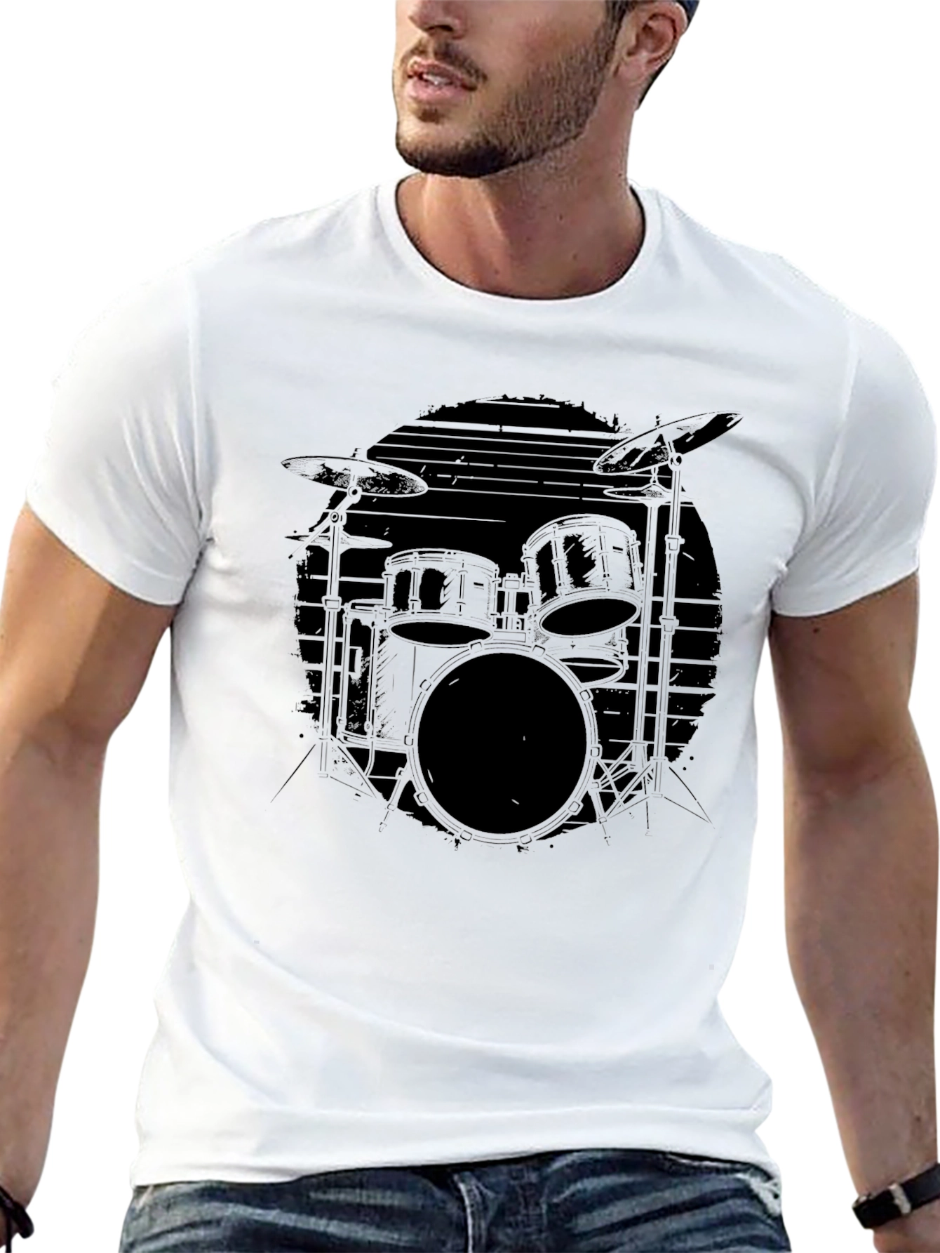 Black Drum Set Graphic Tee - Musicians Essential
