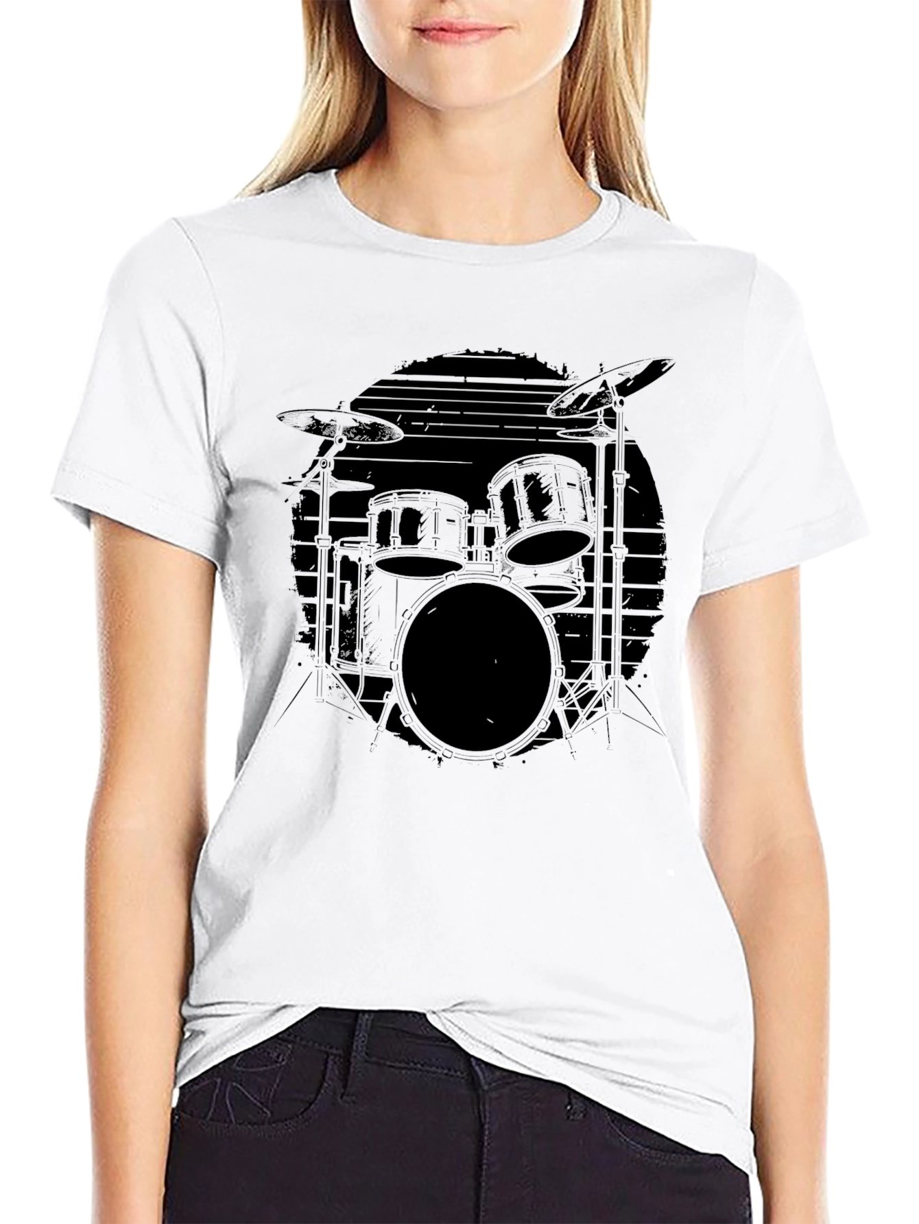 Black Drum Set Graphic Tee - Musicians Essential