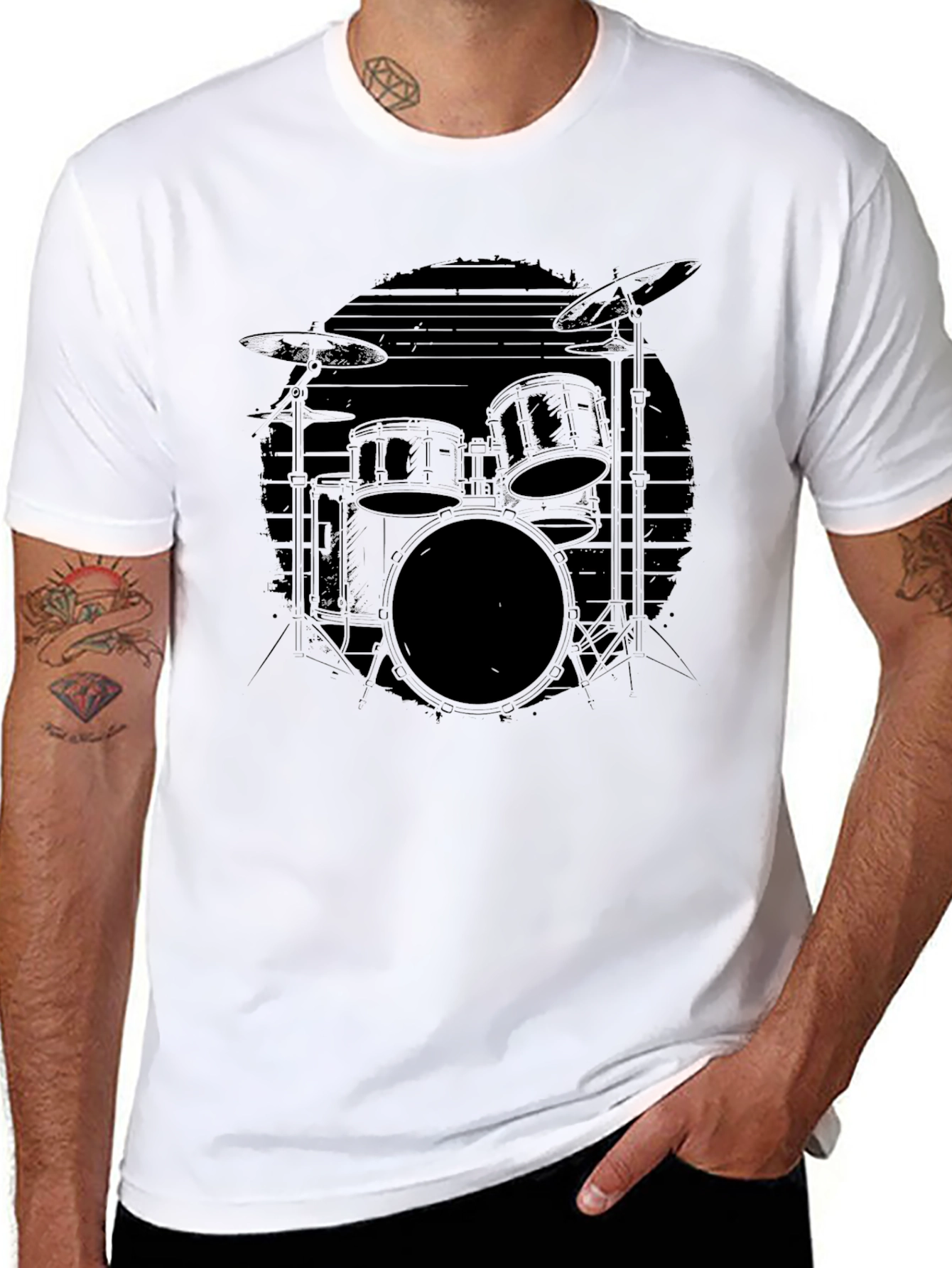Black Drum Set Graphic Tee - Musicians Essential