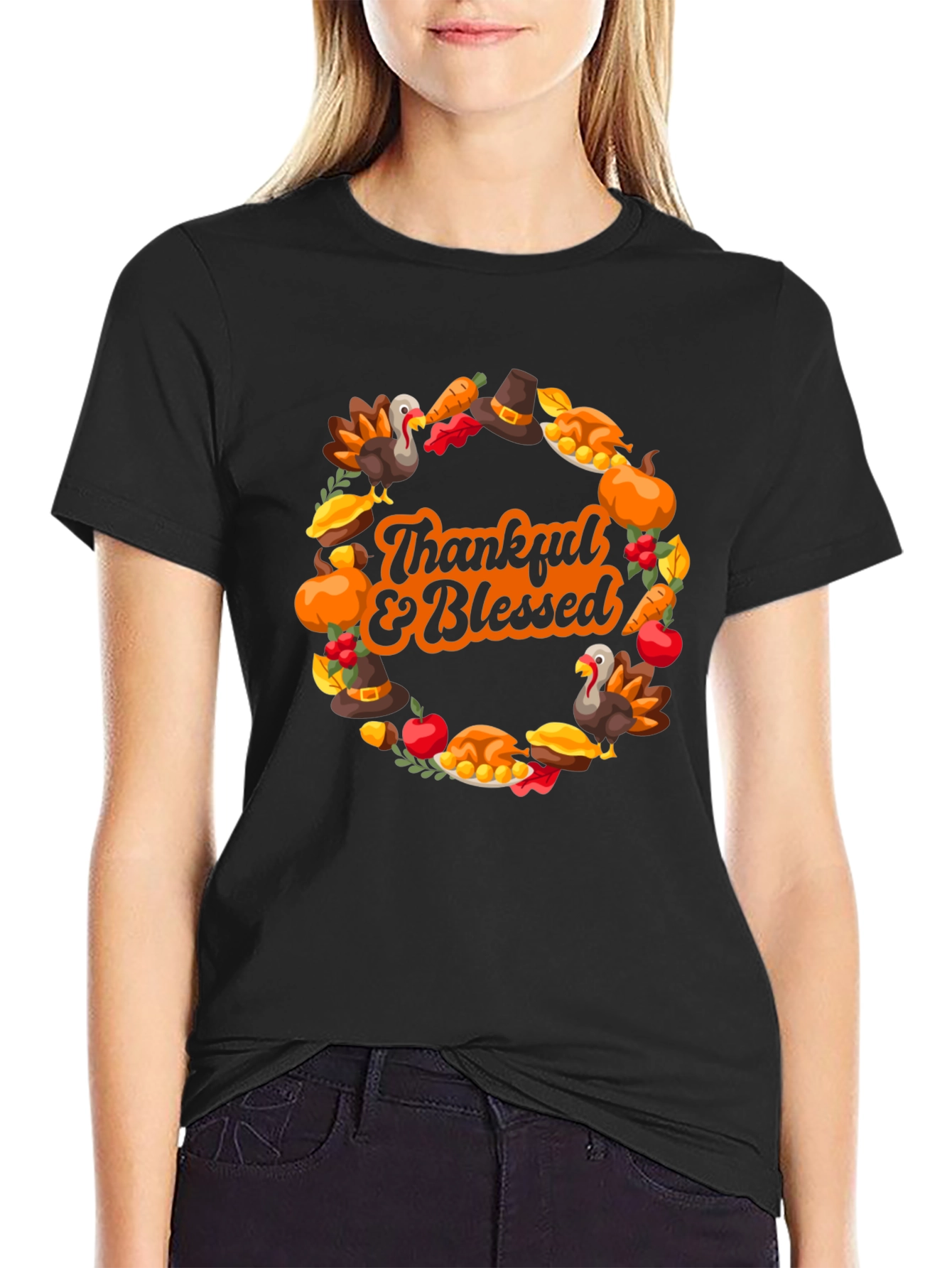 Thankful & Blessed Thanksgiving T-Shirt