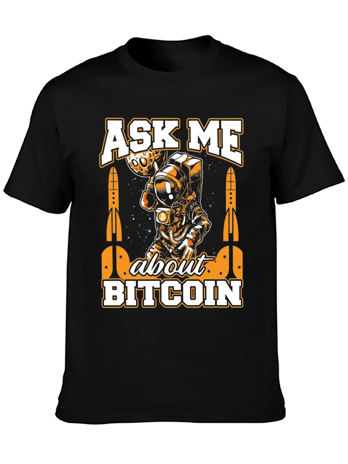 Ask Me About Bitcoin Black Graphic Tee