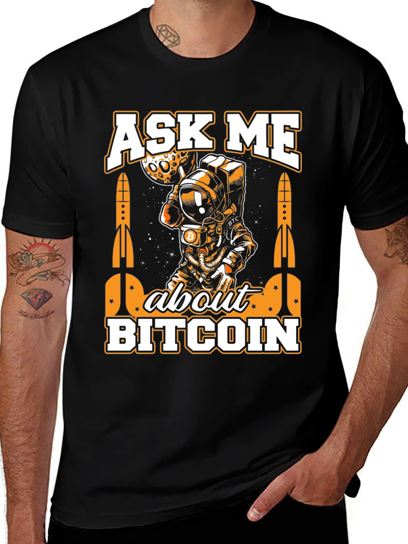Ask Me About Bitcoin Black Graphic Tee
