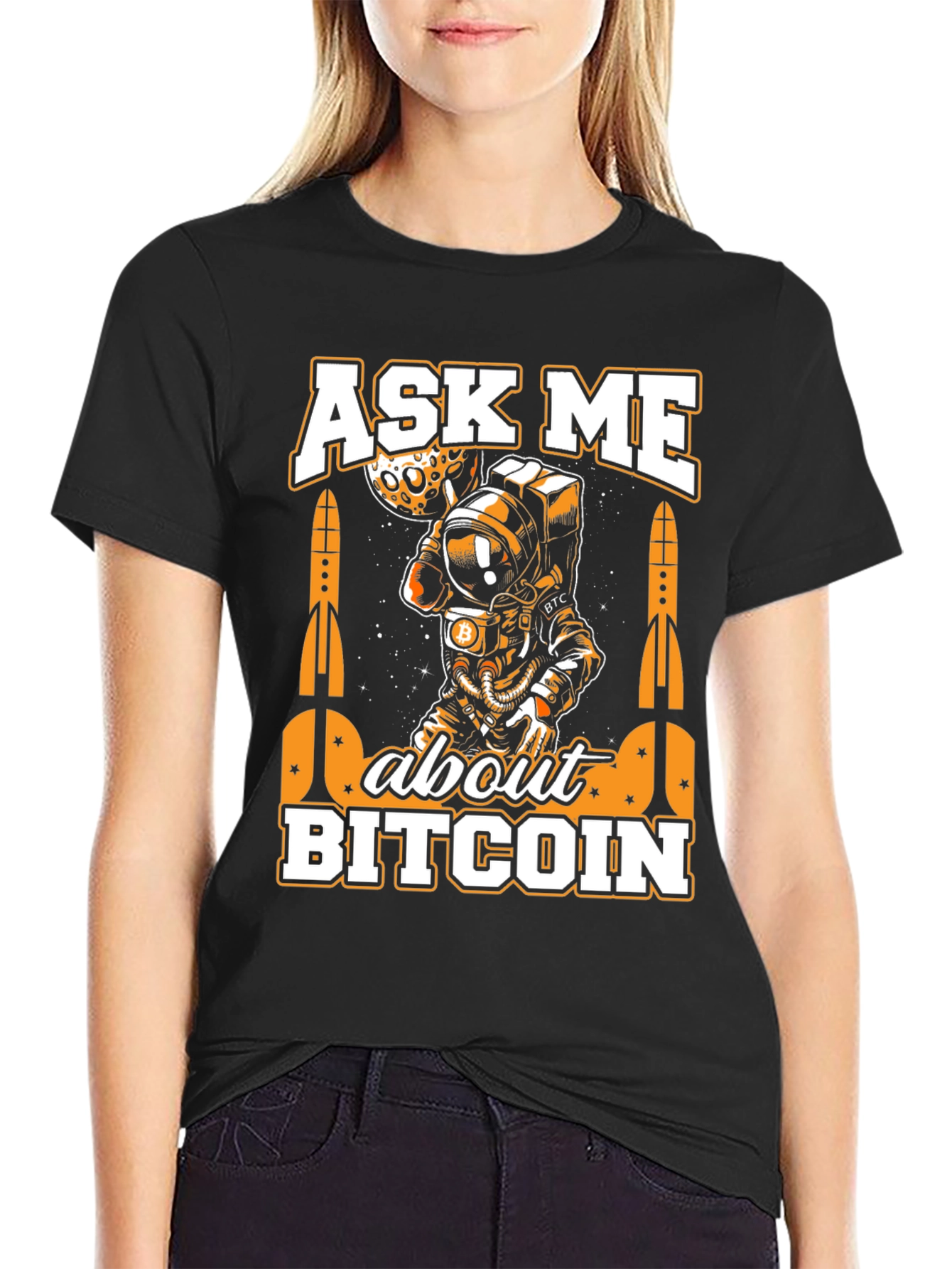 Ask Me About Bitcoin Black Graphic Tee