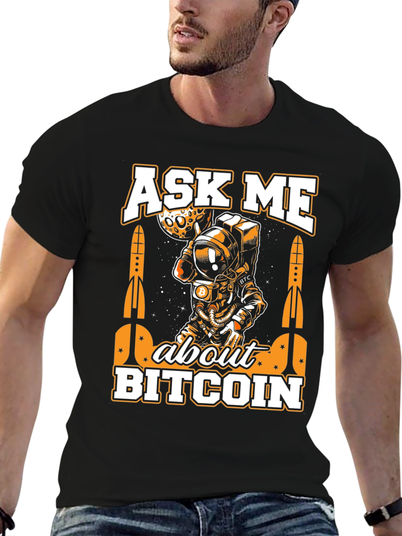 Ask Me About Bitcoin Black Graphic Tee