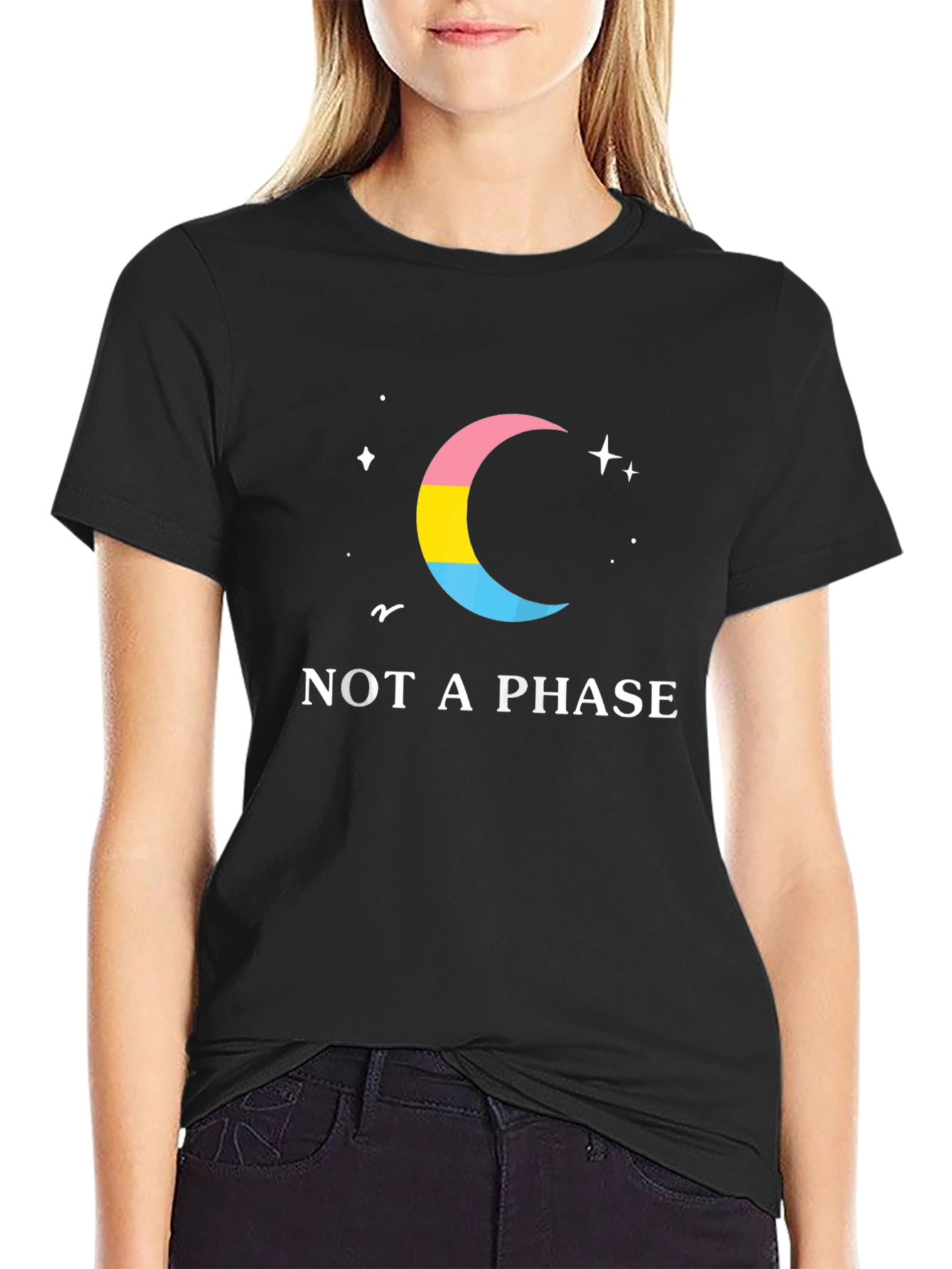 Pansexual Pride Moon T-Shirt - Not a Phase