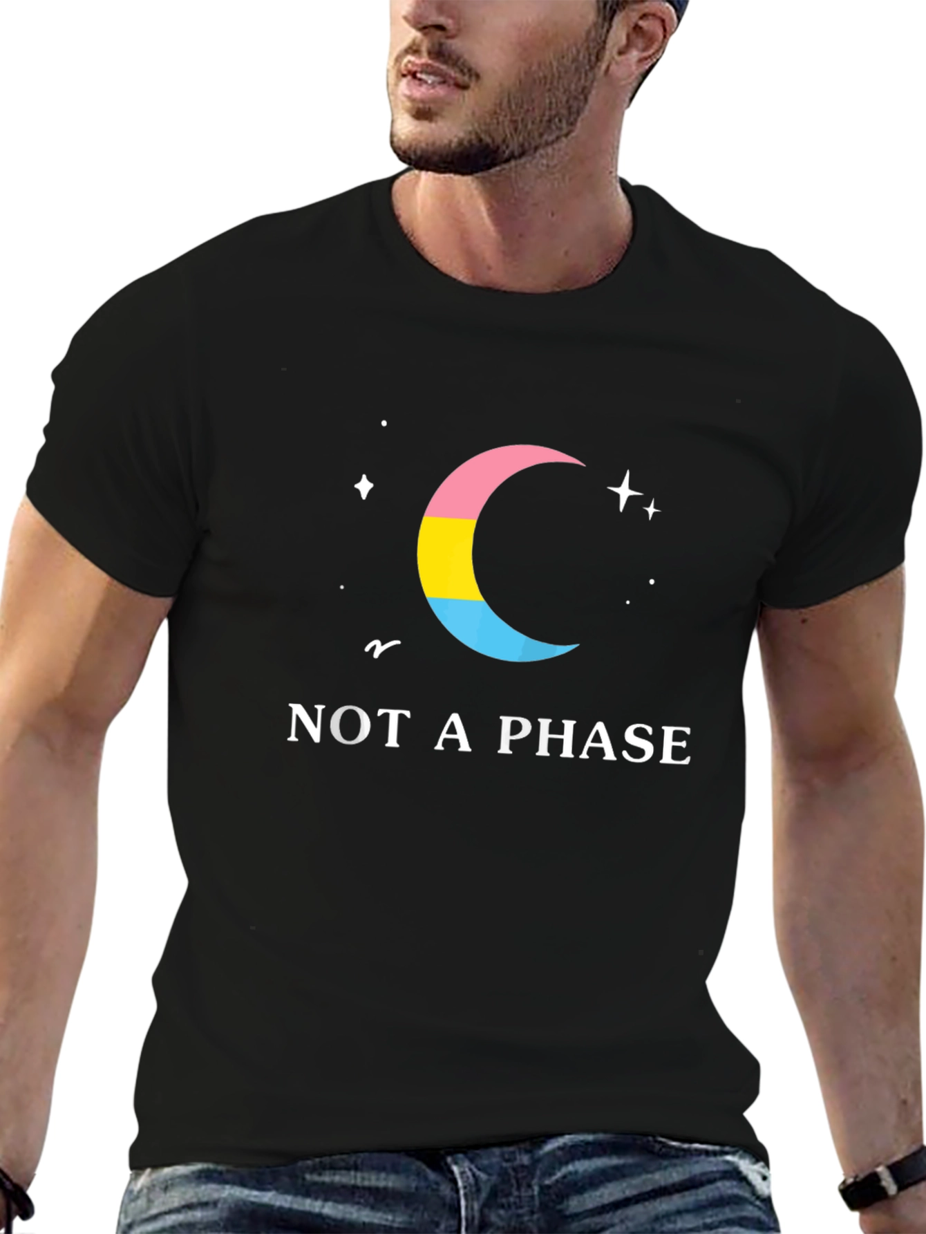 Pansexual Pride Moon T-Shirt - Not a Phase