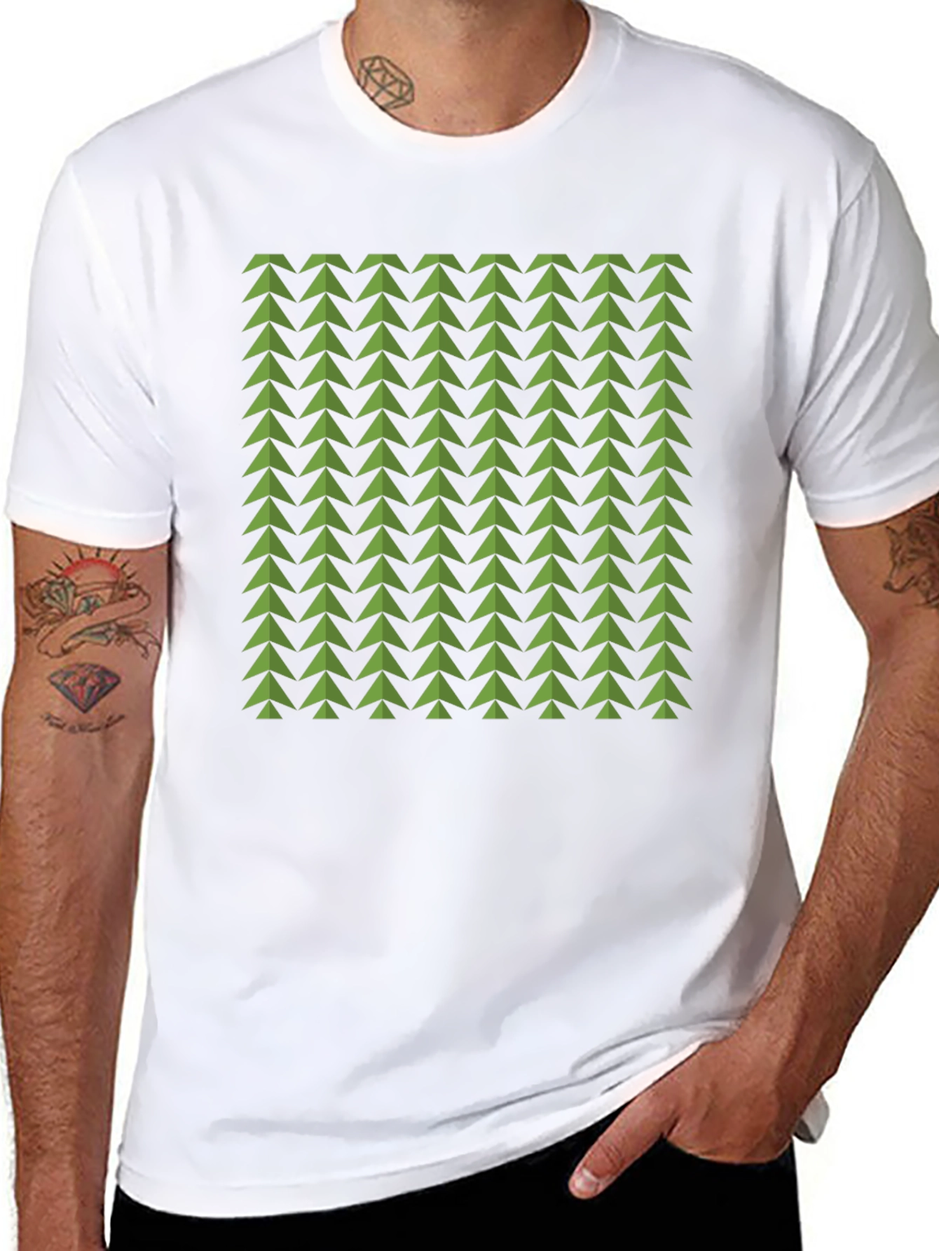 Geometric Green Arrows Tee