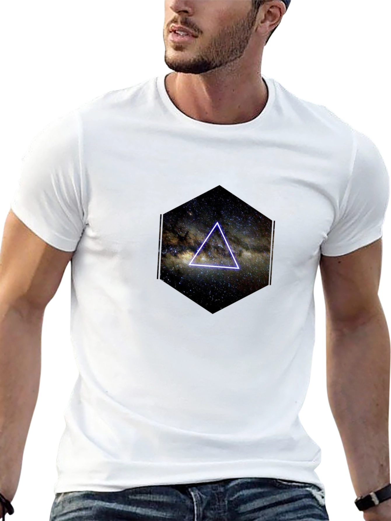 Cosmic Triangle Graphic Black T-Shirt