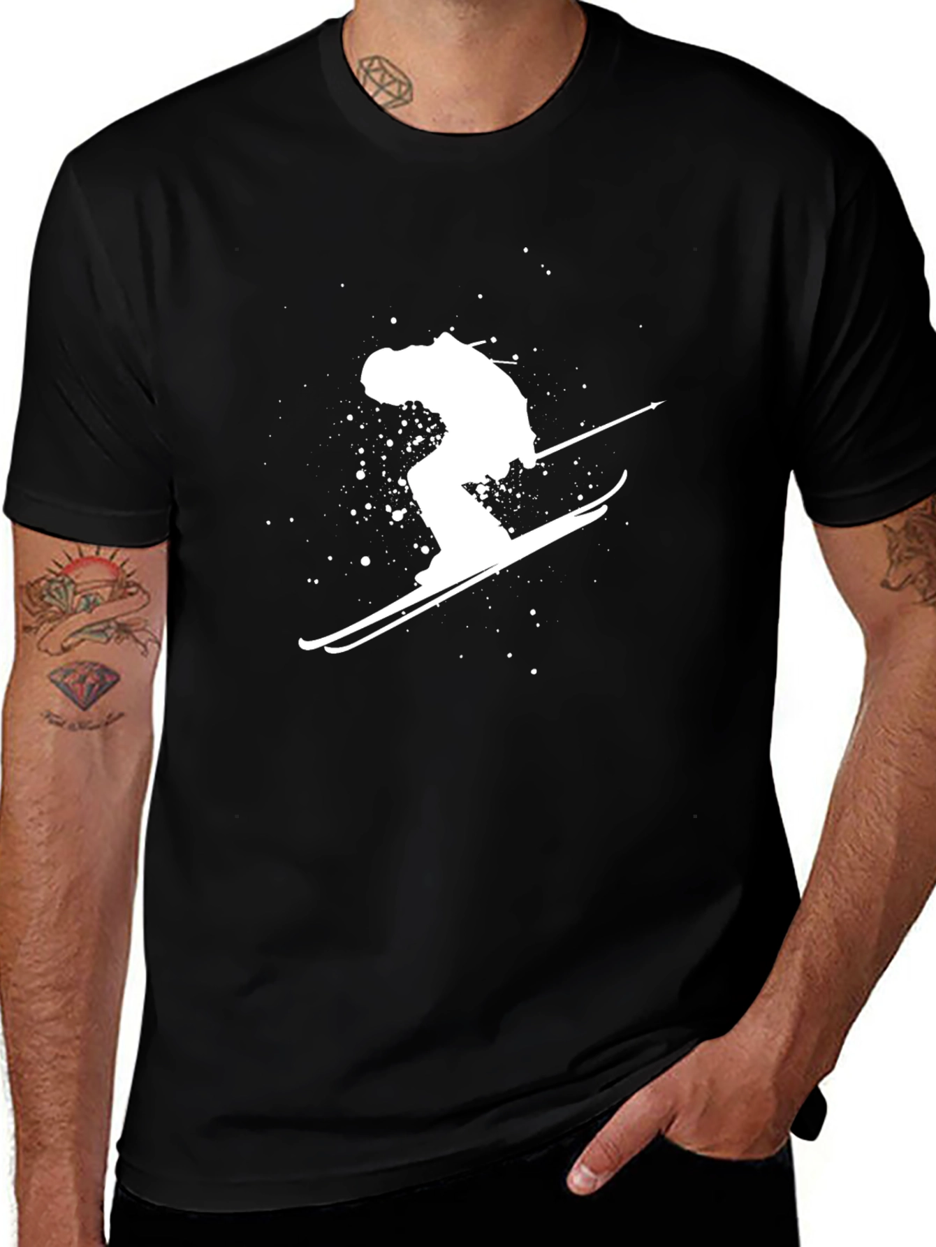 Skiing Silhouette T-Shirt - Black