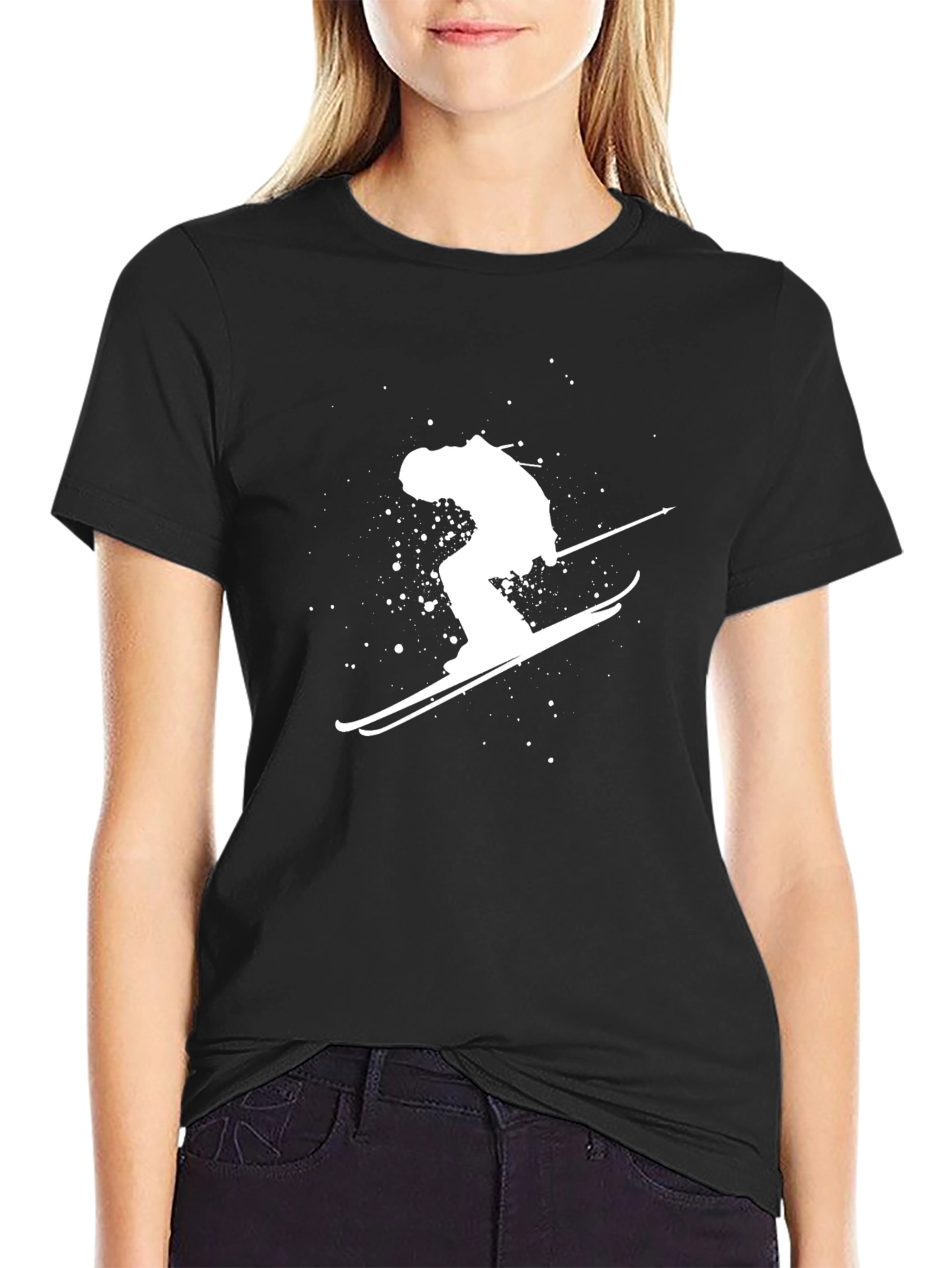 Skiing Silhouette T-Shirt - Black