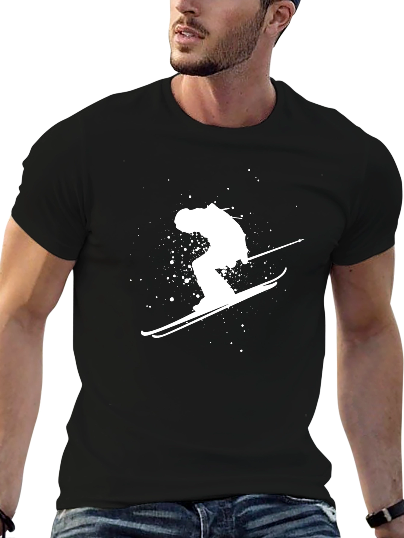Skiing Silhouette T-Shirt - Black