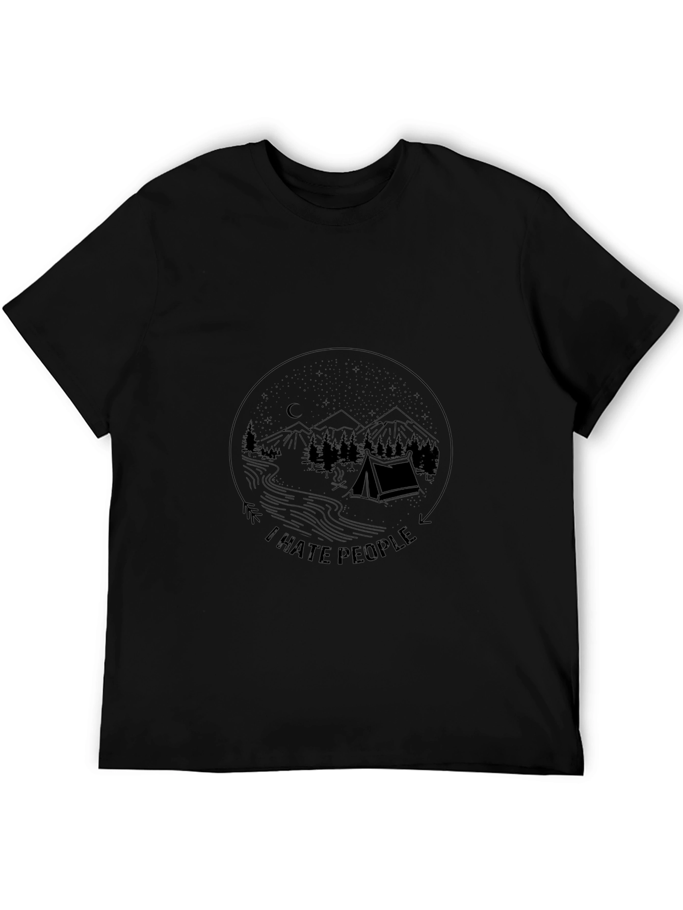 I Hate People Camping Graphic Tee - Black