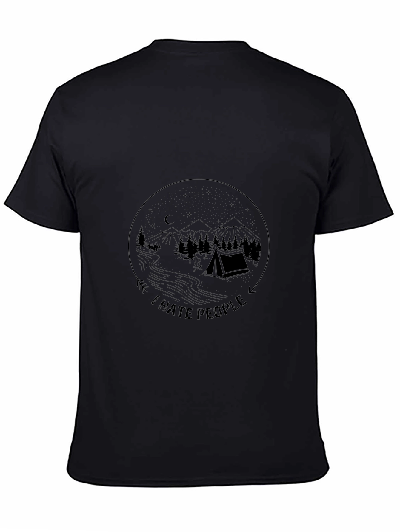 I Hate People Camping Graphic Tee - Black