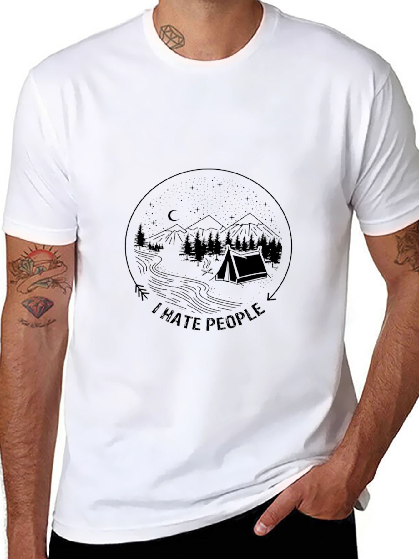 I Hate People Camping Graphic Tee - Black