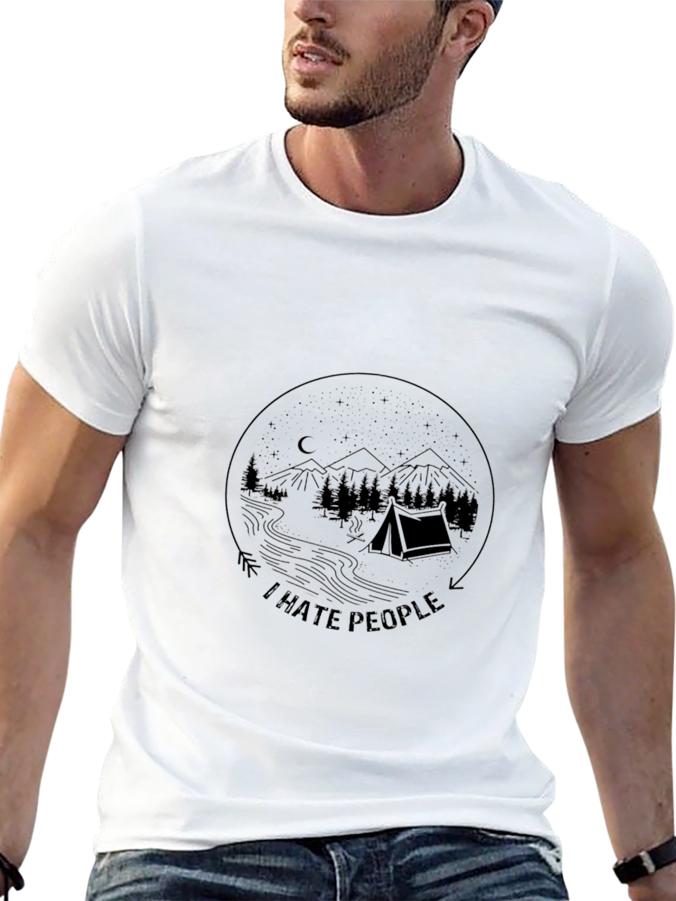 I Hate People Camping Graphic Tee - Black
