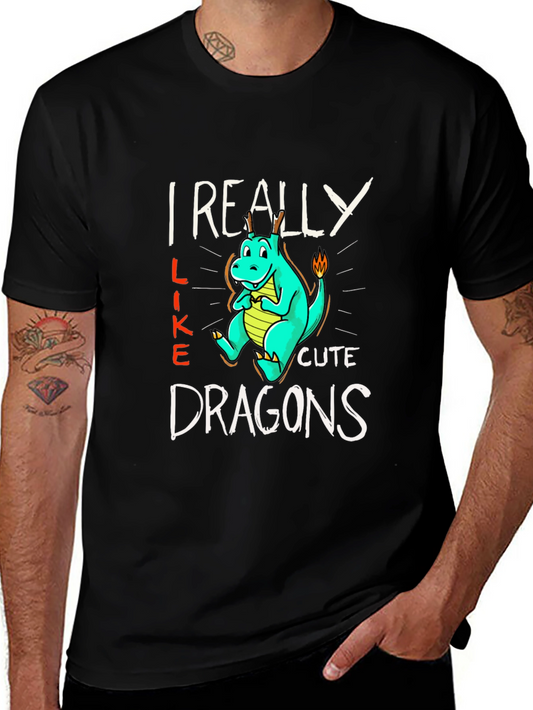 Cute Dragon T-Shirt - I Really Like Dragons Graphic Tee