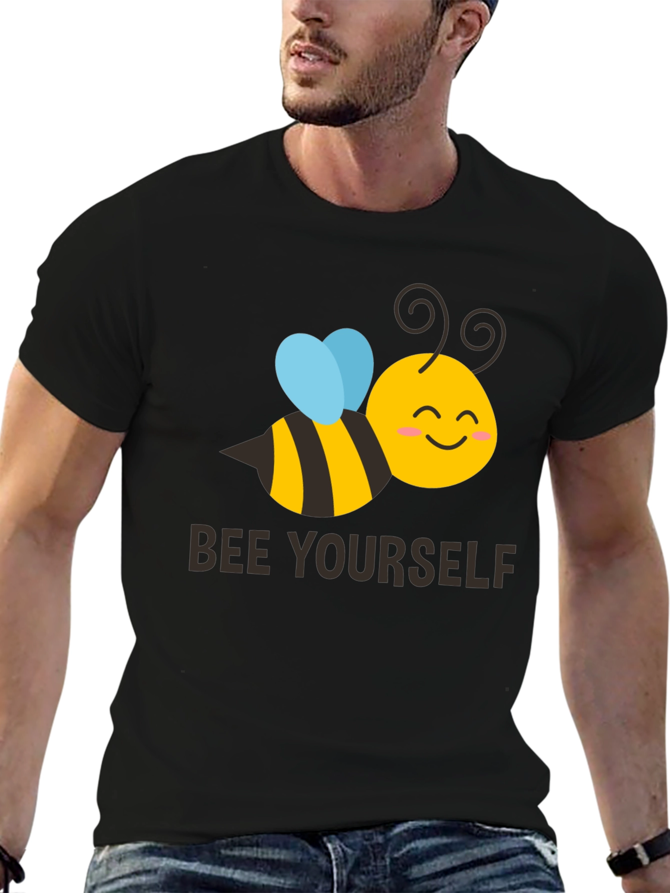 Bee Yourself Graphic T-Shirt - Black Crew Neck
