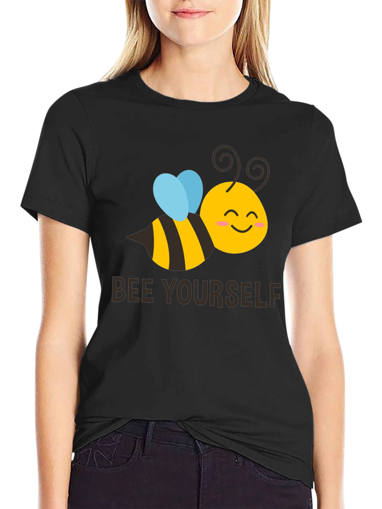 Bee Yourself Graphic T-Shirt - Black Crew Neck